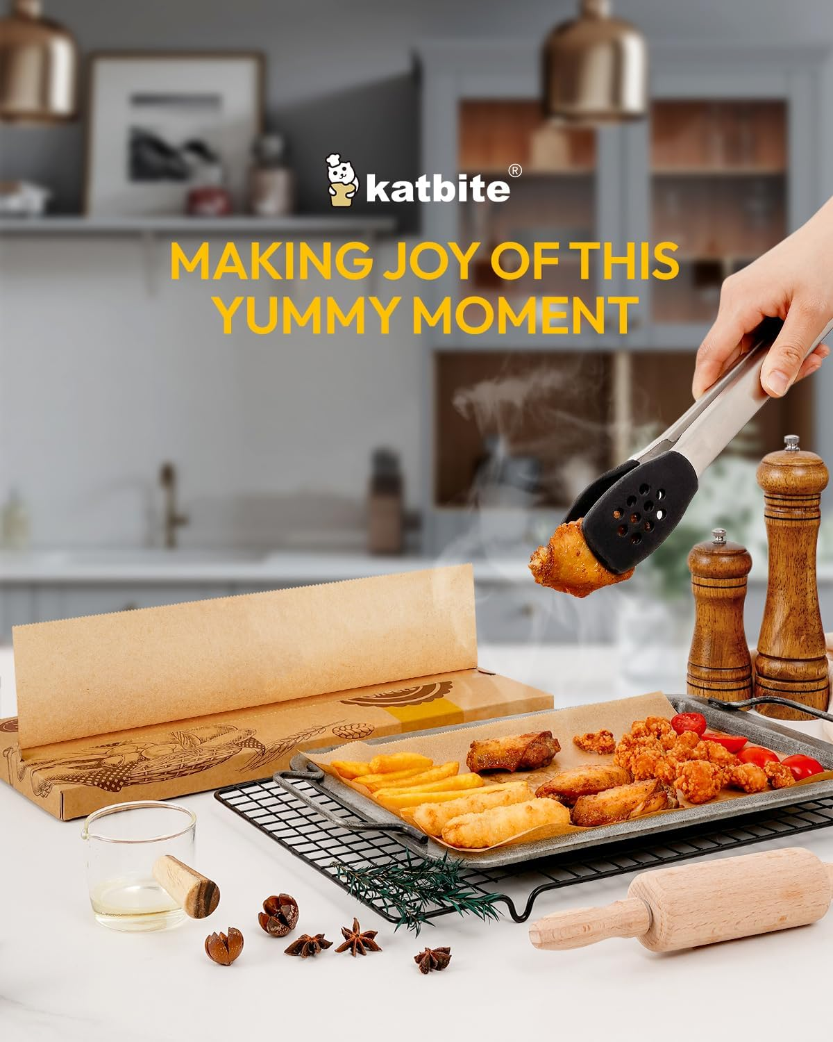 Katbite 135Pcs 45 GSM Pop-Up Parchment Paper Sheets, Heavy Duty & Non-Stick,10X15 in Pre-Cut Unbleached Parchment Paper for Baking, Pop-Up Paper Dispenser for Cooking Wrapping Space-Saving image number 5