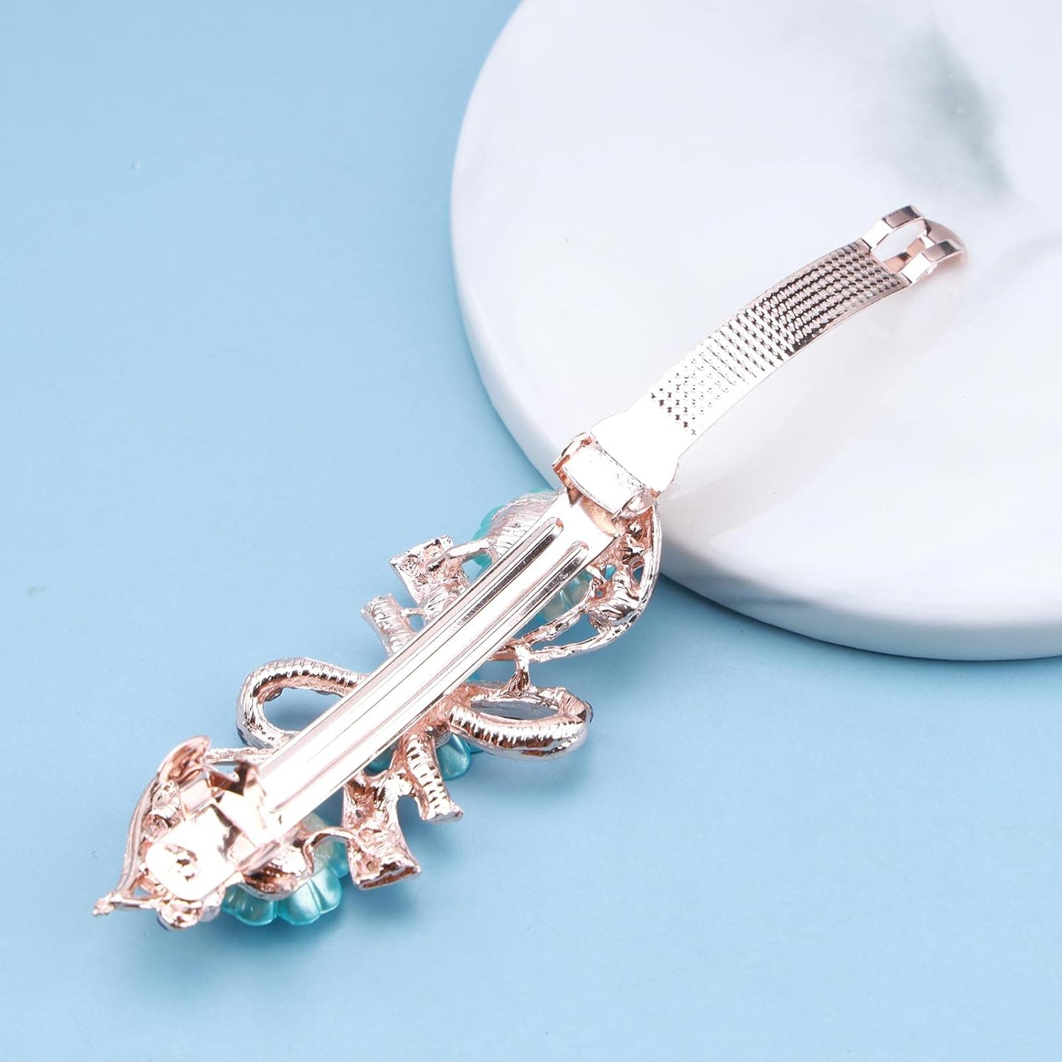 Yheakne Crystal Hair Clip Hair Clip Blue Rhinestone Hair Clip Bling Bridal Headpiece Decorative Headpiece Flower Bridal Hair Accessories for Women and Girls (Flower Blue) image number 1