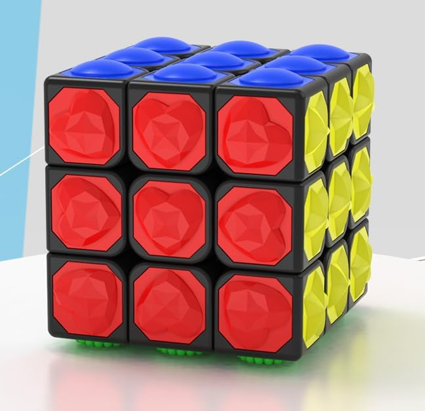 Willking 3X3 Speed Cube Special 3 by 3 Tactile Impression Speed Cube 3X3X3 Magic Speed Cube Puzzles Special Cube Touch Twist Patch Visually Impaired Cube