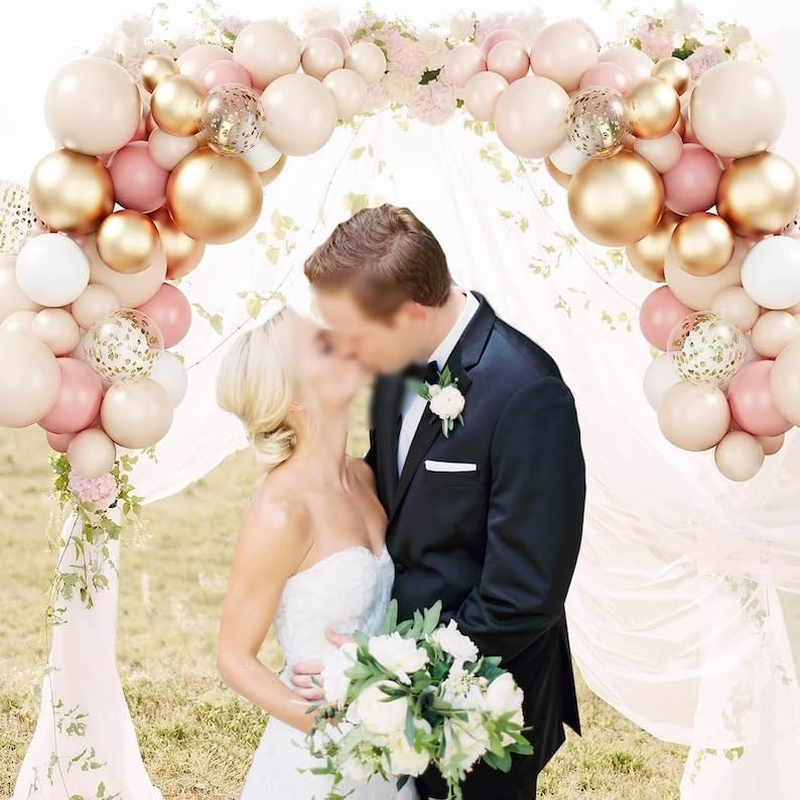 Blush Pink Balloons Arch Garland Kit,140Pcs Dusty Pink Balloons Arch Kit with Rose Gold Apricot Balloon Nude Balloon Garland for Grils Baby Shower Decoration,Birthday Party,Boho Wedding,Bridal Shower