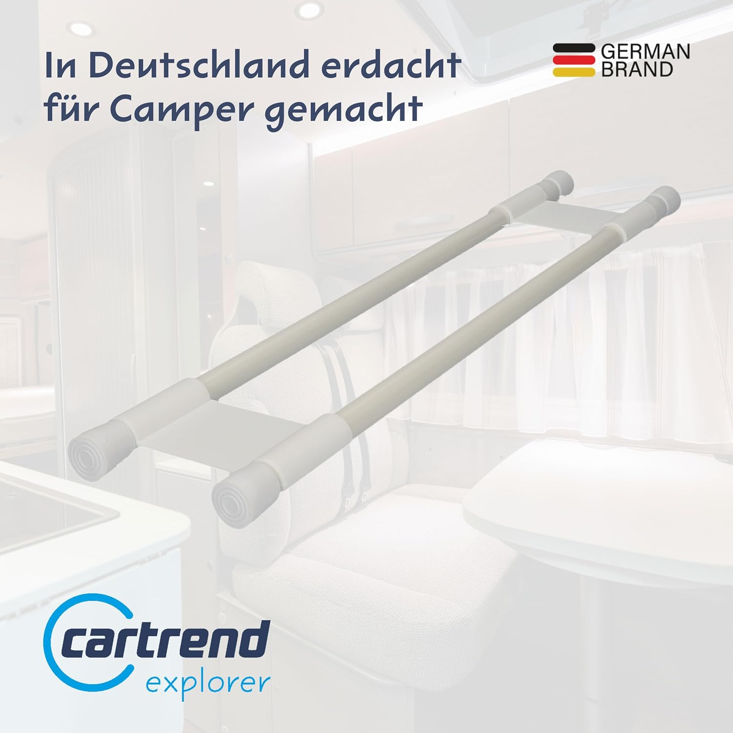 Cartrend Caravan 10242 Double Grab Bars for Securing Shelves, Cupboards, Caravan, Motorhome, Camping, Home, Boat, 41 Cm - 71 Cm image number 1