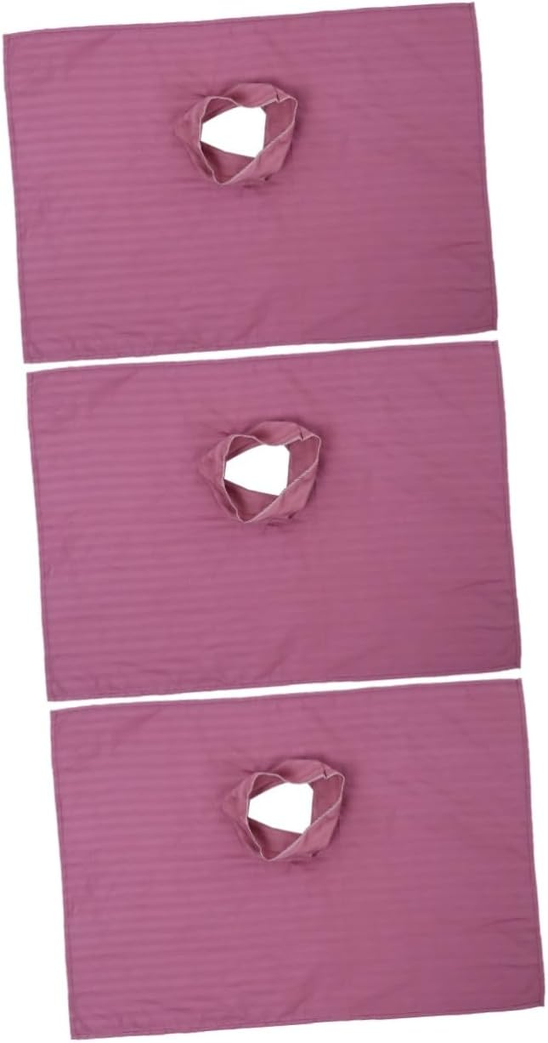 Ciieeo 3Pcs Massage Table Towel Massage Table Paper Towels Pillow Cushion Pillow Covers Portable Massage Table Bolster Pillow Cover Massage Face Pad Soft Hole Towel Satin Cloth Purple image number 2