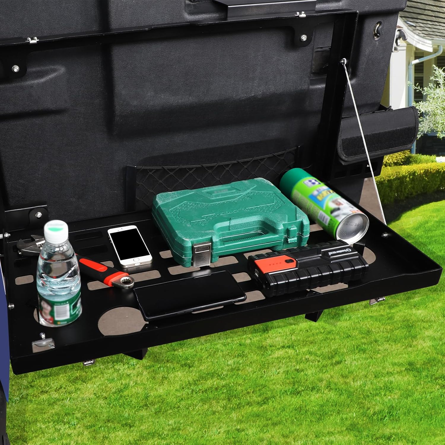 Tailgate Table Compatible with Land Rover Defender 90 110 130 2004-2018, Black Rear Foldable Shelf Storage Cargo Luggage Holder image number 2