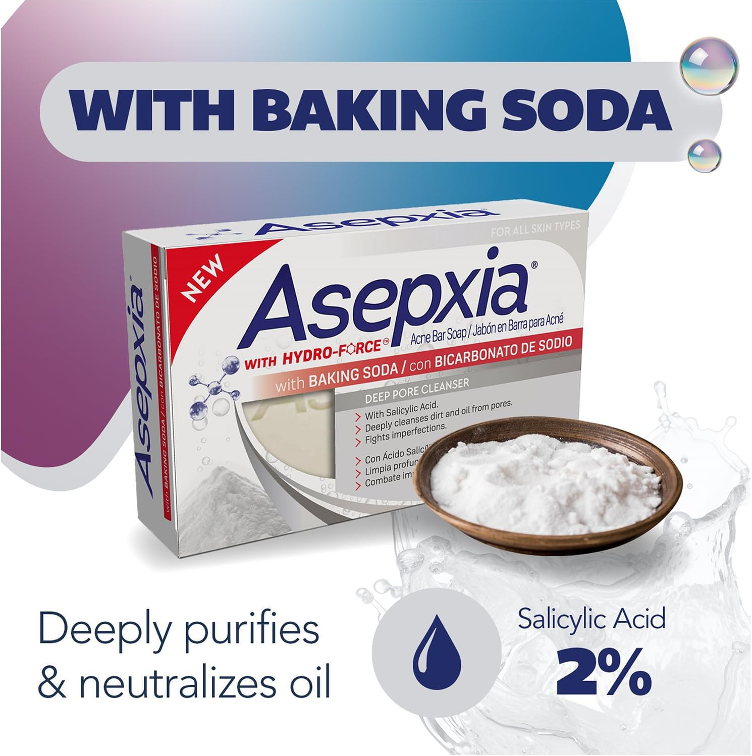 ASEPXIA Acne Cleansing Bar Soap with Baking Soda, 120Ml image number 3