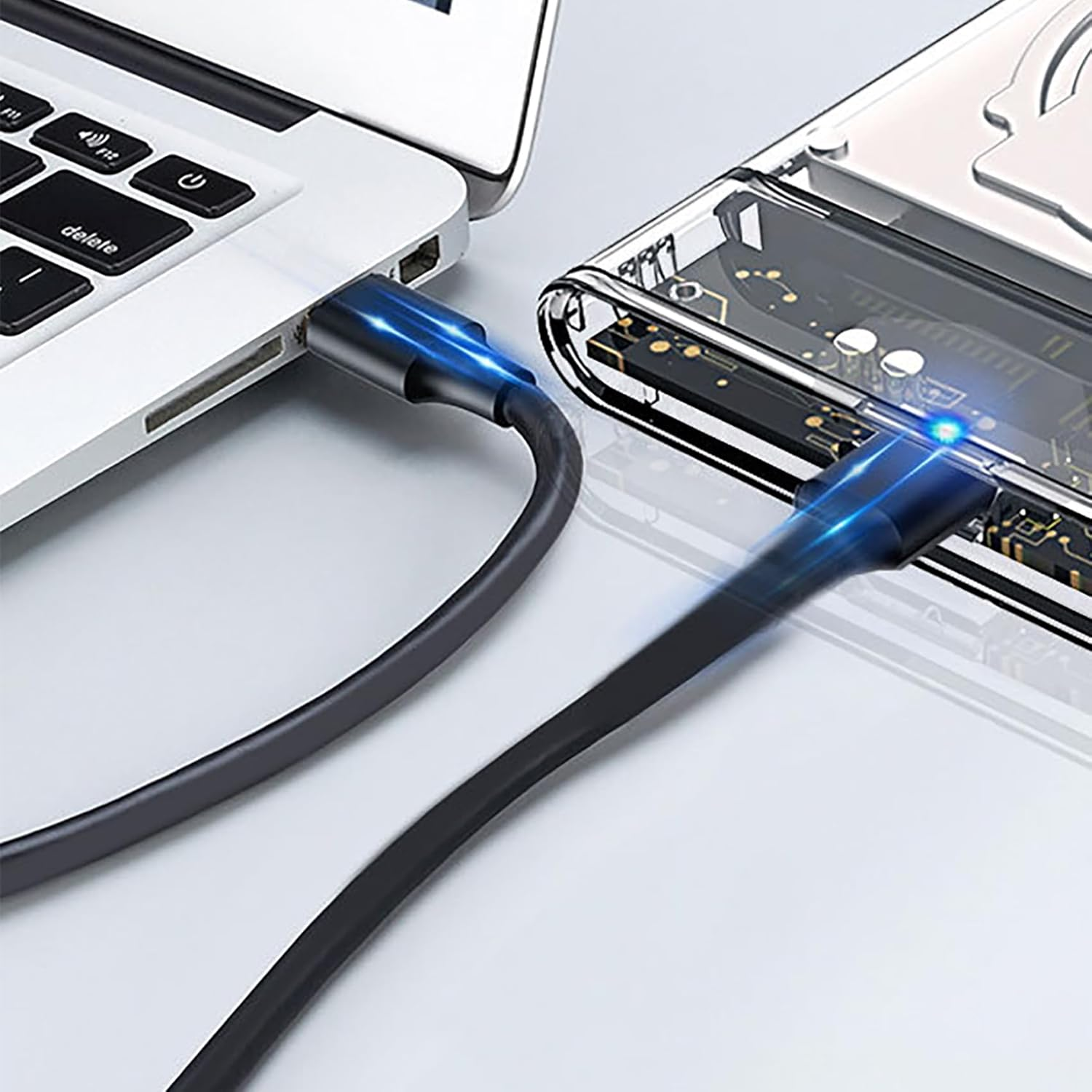 Tunghey 2Pack 2.5'' External Hard Drive Enclosure USB 3.0 to SATA III Tool Free Clear External Hard Drive Case for 7Mm/9.5Mm 2.5 Inch SSD HDD with UA-SP (Black and Gray) image number 5