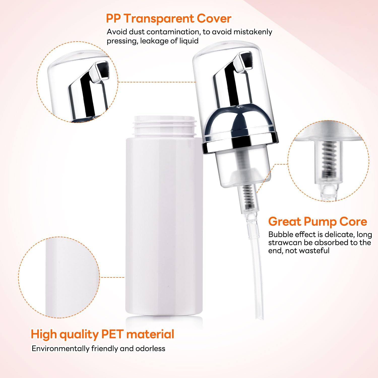 Foam Pump Bottle 60Ml Lash Soap Dispenser Bottle Travel 5Pcs Empty Plasitc Refillable Mini Bottle for Hand Soap Shampoo Lash Cleanser Foam Bottle image number 1