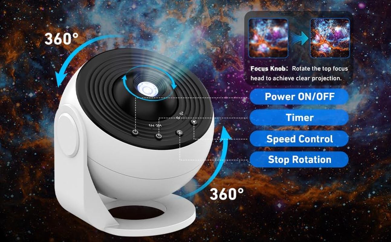 Galaxy Projector Pro/Star Projector/Night Lights with 12 Lights Film Discs/Zoom, Timer & Rotation Control, 3D Light Projector image number 5