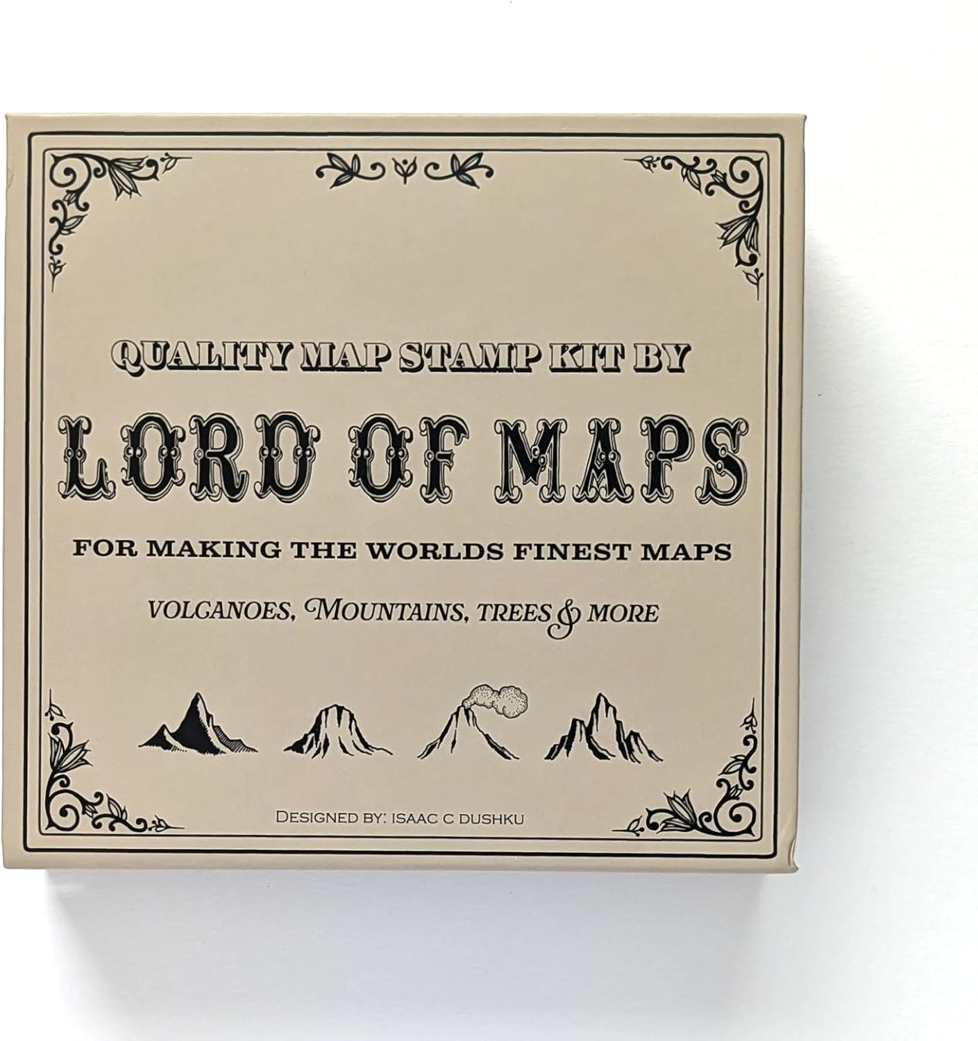 Lord of Maps Fantasy Map-Making Stamp Kit &ndash; 16-Piece Rubber Stamp Set for TTRPG, World Building, Battle Maps, Jounaling, Arts & Crafts - Mountains, Hills, Volcano, Lake, Compass Rose image number 2