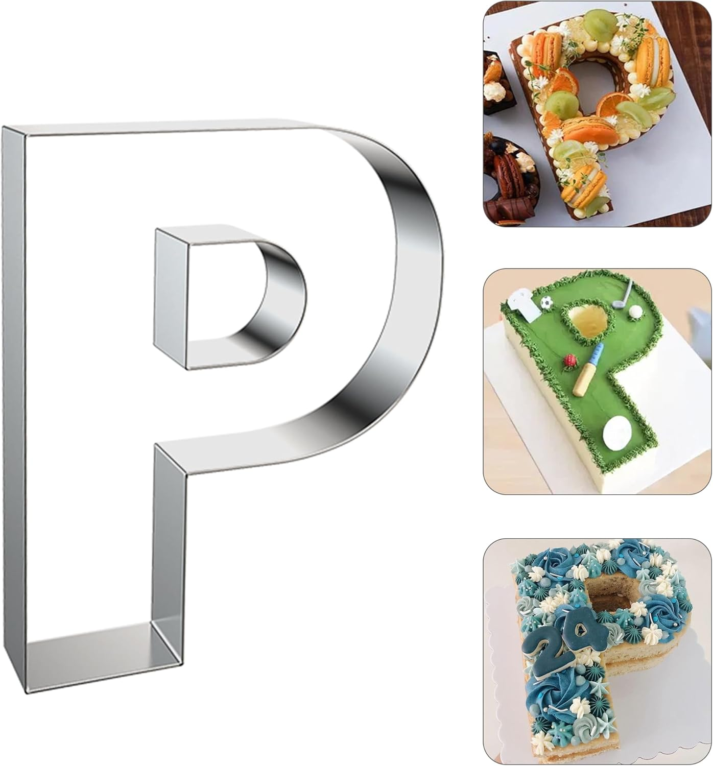 ZADE 8 Inch Alphabet P Cake Mousse Mold Stainless Steel Large Size Letter Alphabet Tiramisu Cheesecake Mold Bakeware 3D Cake Dessert Baking Pan for DIY Birthday Wedding Party image number 6