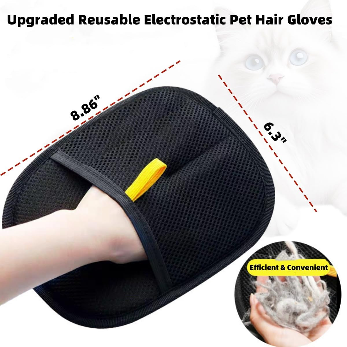1PC Static Pet Hair Removal Gloves, Reusable Electrostatic Pet Hair Remover Grooming Glove Brush Tool, Upgrade Efficient Cat Dog Hair Remover for Couch, Furniture, Carpet, Curtain, Clothing, Car Seat image number 4