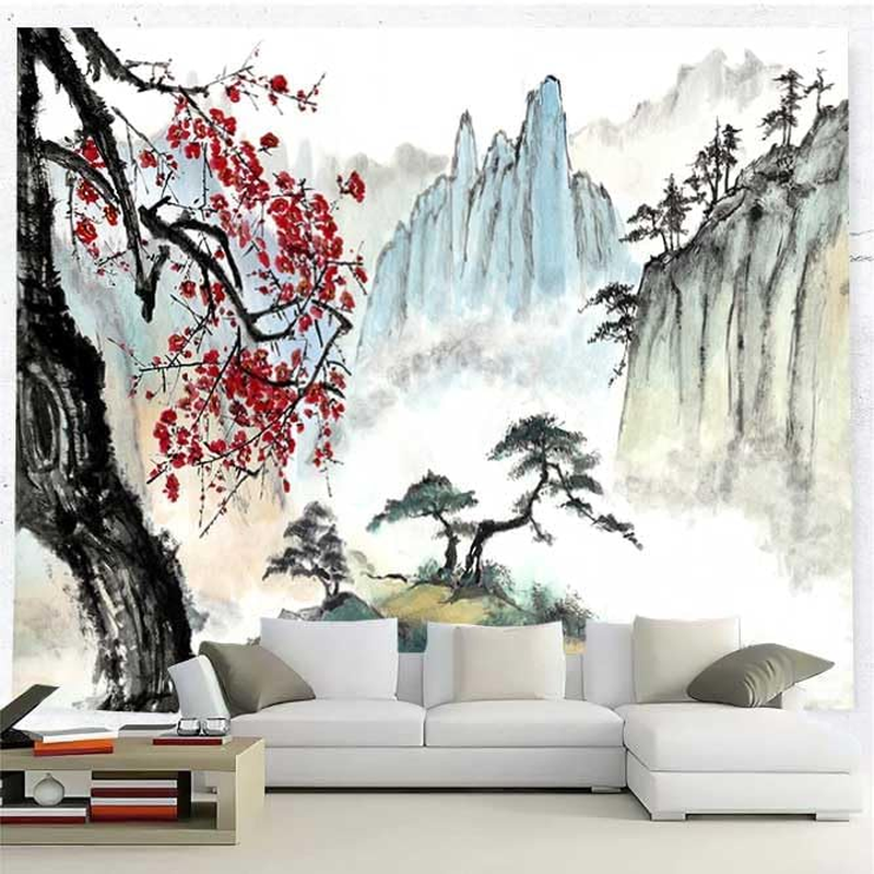 Bcsewcg Japanese Cherry Blossom Anime Wall Tapestry, Nature Landscape, Aesthetic Wall Art for Bedroom, Living Room Home Decor image number 6