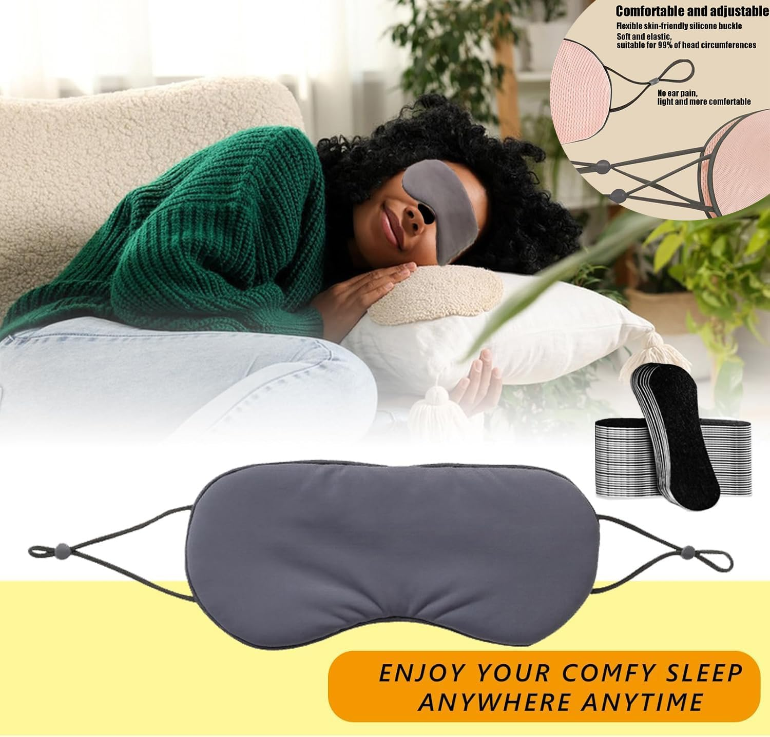 Anti-Snoring Nose Strips - Breath Freely for Exercise & Sleep, Stop Snoring & Relieve Nasal Congestion - Includes Free Sleep Mask