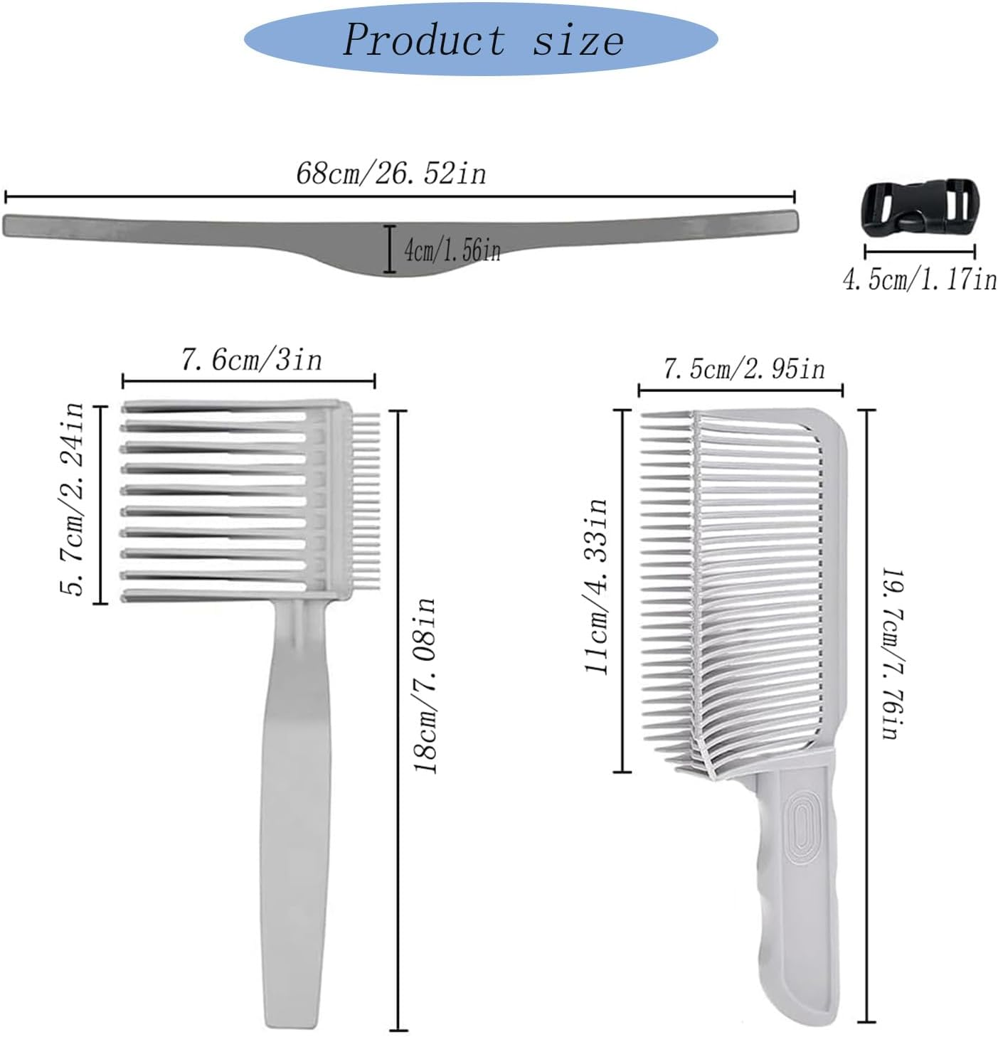 Hysgscwd 3Pcs Barber Fade Combs, Fade Hair Trimming Guide for Men, Neckline Shaving Template, Hair Cutting Comb, Blend Comb, Curved Flat Top Positioning Comb, Adjustable Haircut Band for Home Haircuts image number 1