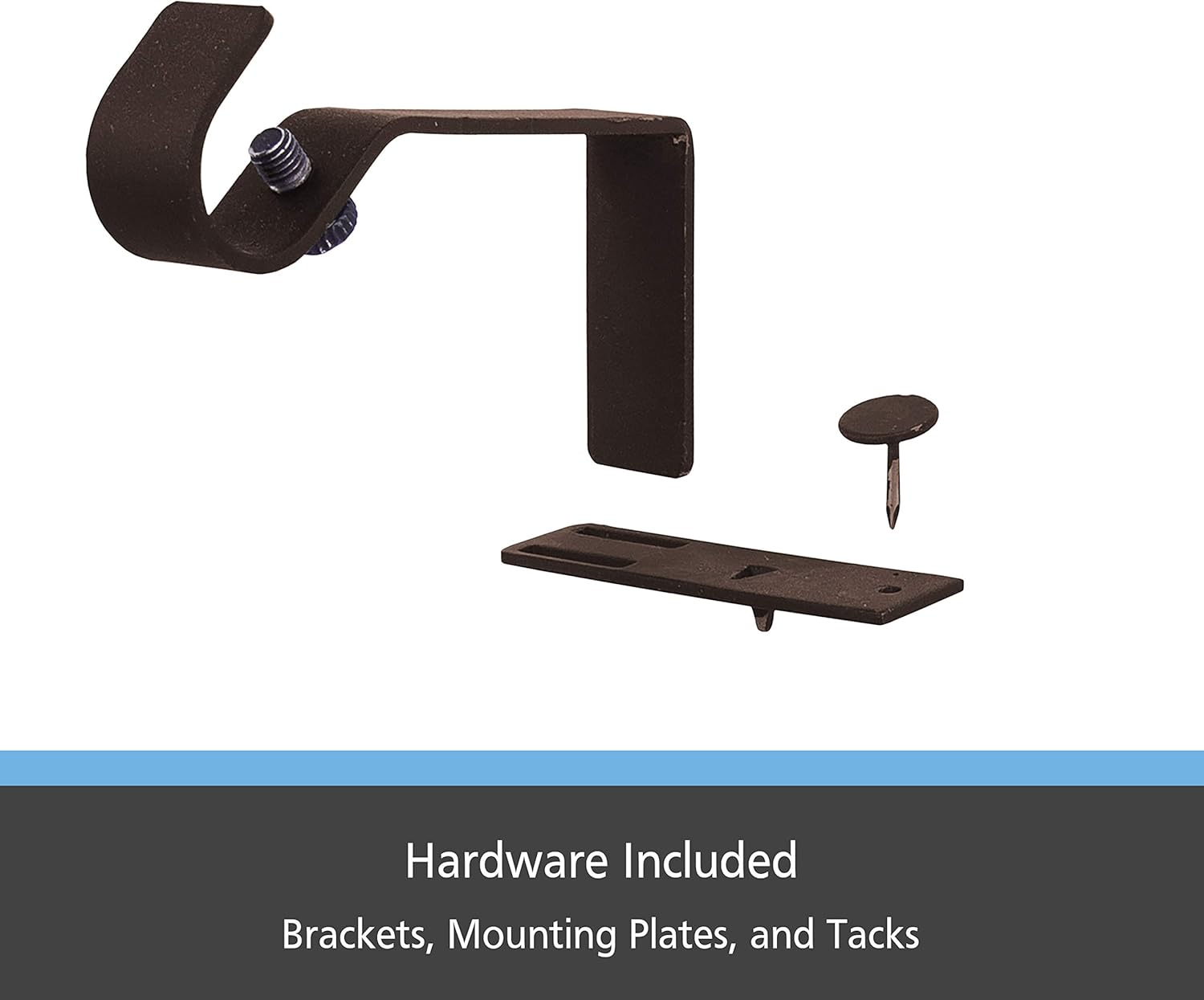 Kenney Fast Fit 5/8" No Measure Curtain Rod Brackets, Oil Rubbed Bronze - Brushed Nickel image number 7