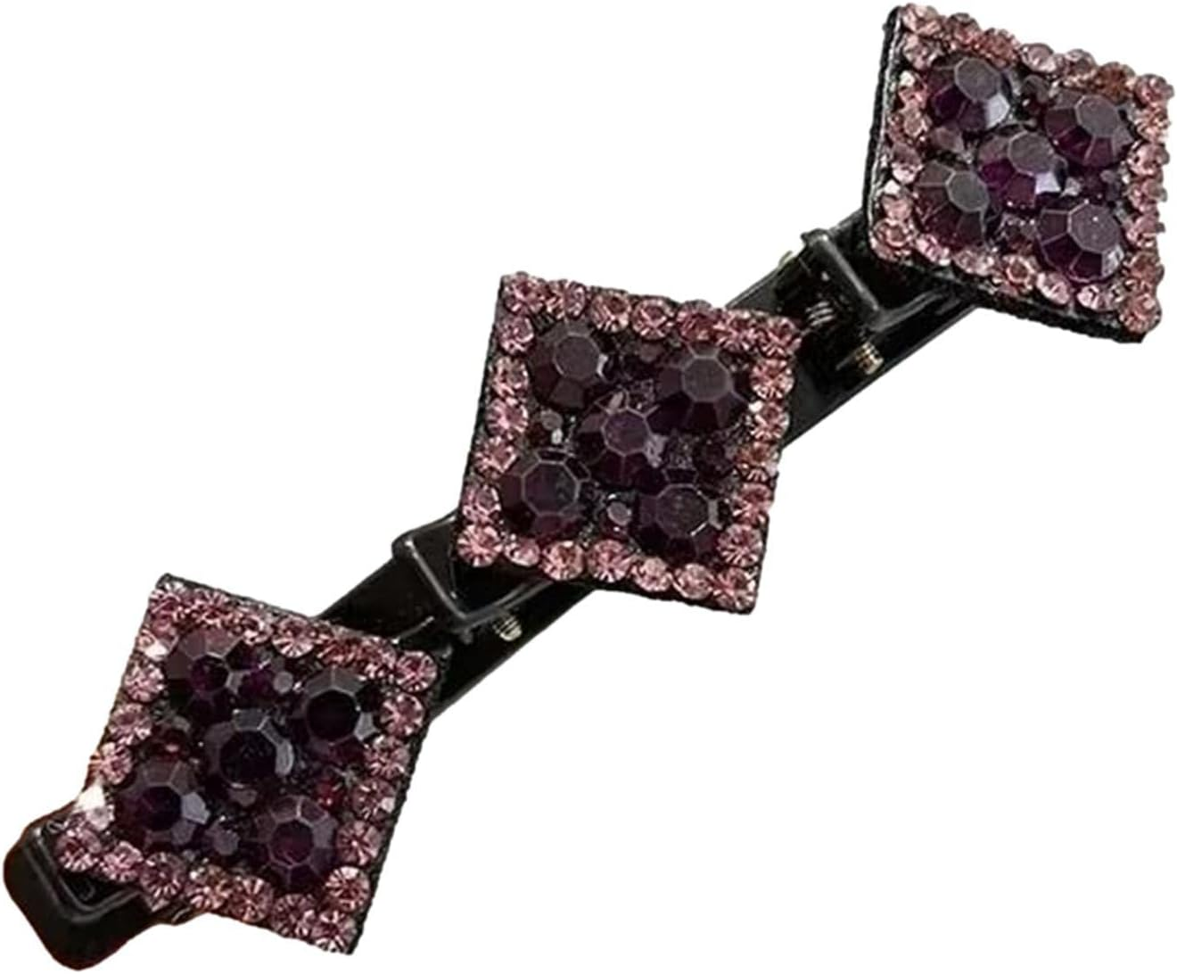 PLGEBR 1Pcs Sparkling Crystal Stone Braided Hair Clips, Rhinestone Hair Clips, Rhombus Chopped Hairpin Clip, Braided Hair Clip with Rhinestones for Women Satin Fabric Hair Bands image number 2