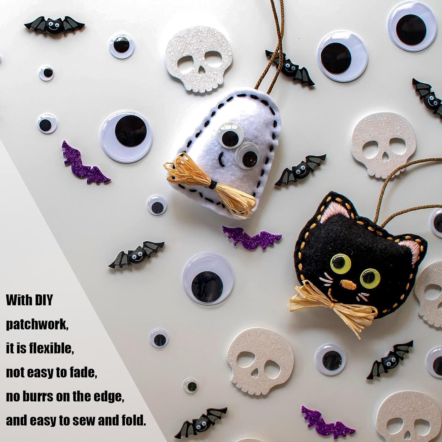 Savita 5Pcs 25.4 X 22.8Cm/10 X 9 Inch 3Mm Thick Felt Sheets, Stiff Felt Fabric Sheets for Crafts Hard Felt Squares for Sewing Crafting Cushion and Padding (White) - Yellow image number 4