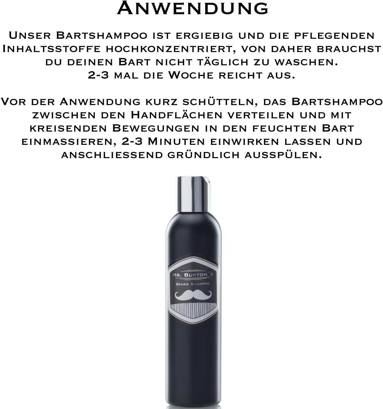 Mr. Burton'S Pure Beard Shampoo (200 Ml) - Mild Care without Silicone with Argan Oil Panthenol and Vitamin E - Suitable for Beard Oil and Beard Balm image number 1