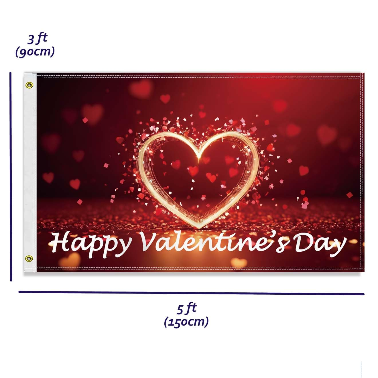 Large 3&times;5 FT Valentine'S Spark Heart Flag, Big Happy Love Lover Valentines Day100D National Outdoor Banner,Decorgarden with Brass Gromment image number 4
