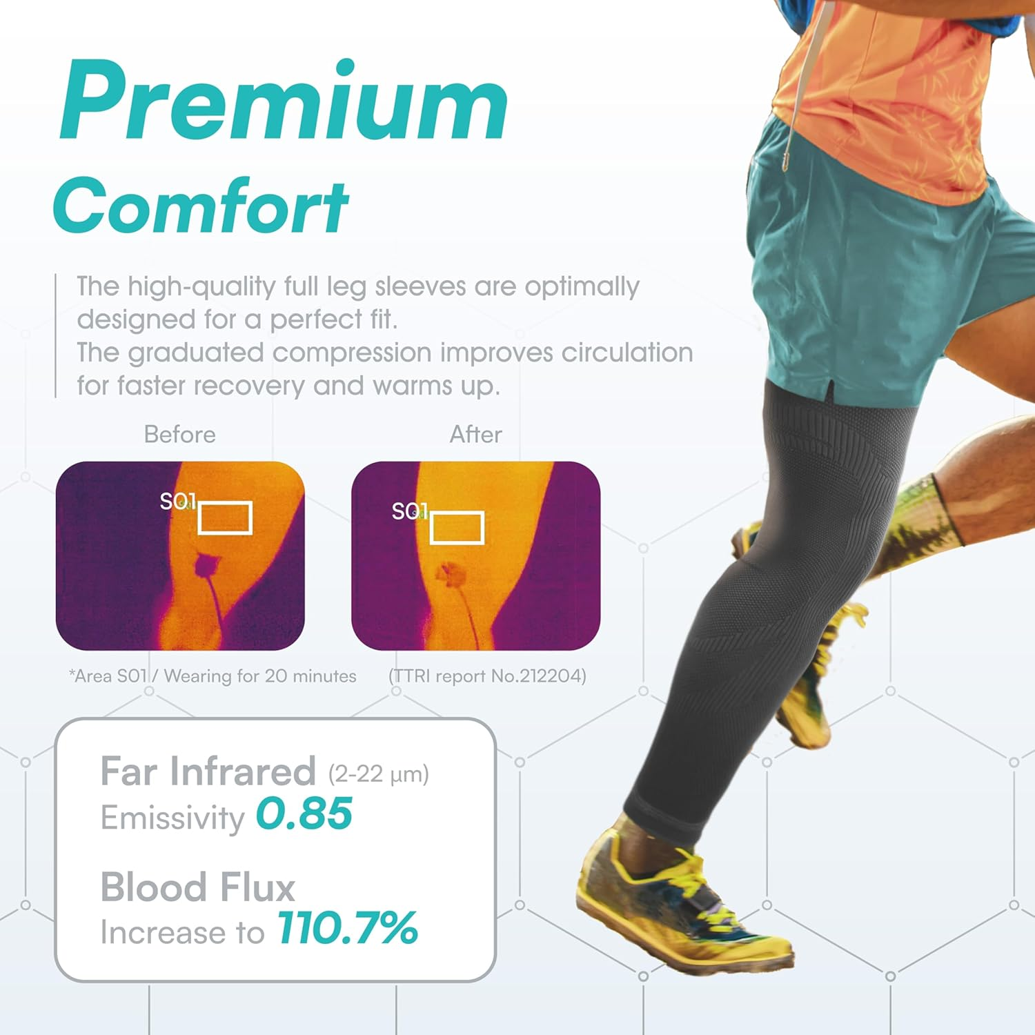 Vital Salveo-Recovery Compression Leg Sleeve Thigh Leg Sleeve with Anti-Slip Design for Sports Men and Women,Running, Basketball(1Pc)-Small image number 2