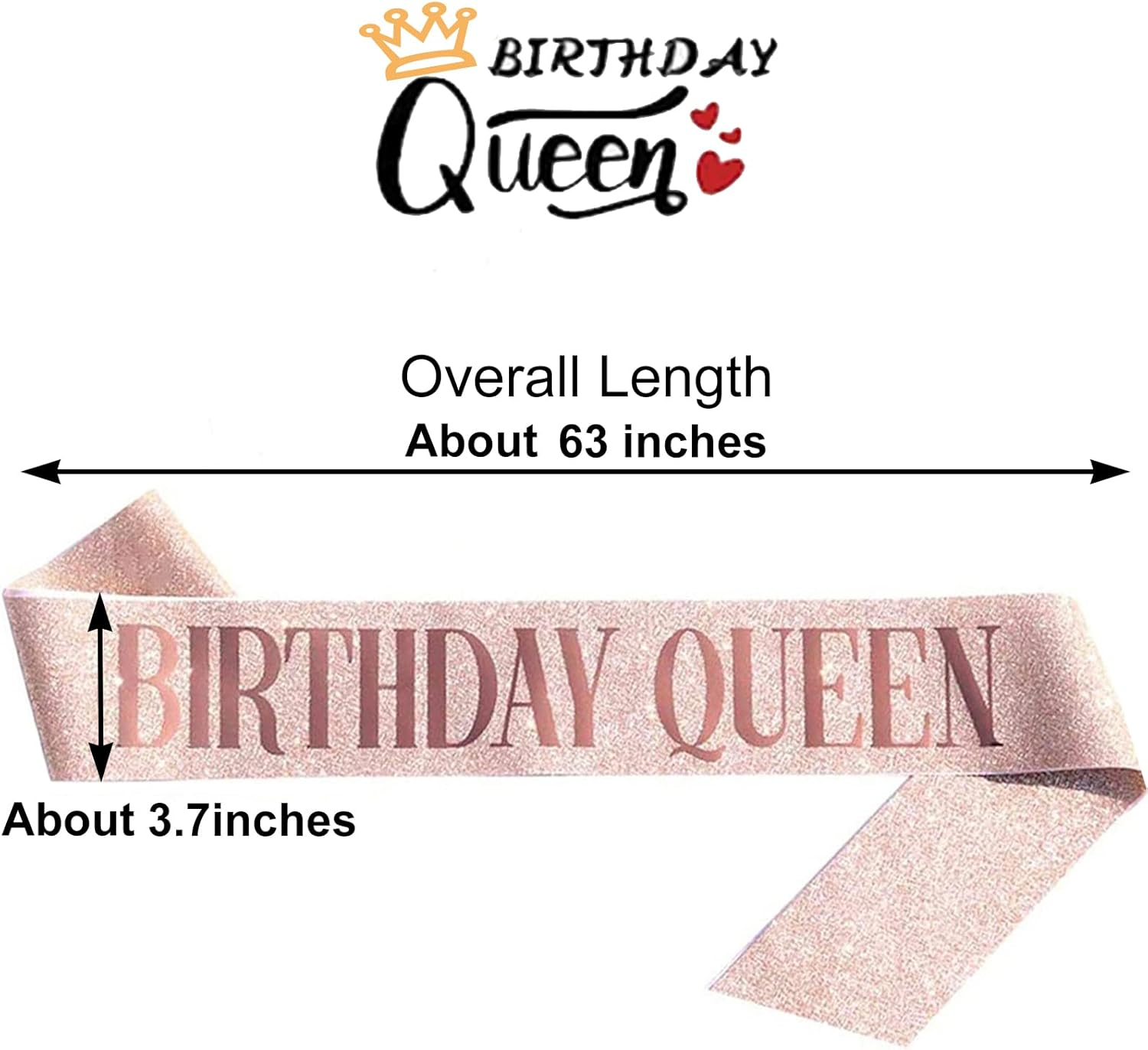 BLUPLE Birthday Queen Sash Rose Gold-Queen, Elegant Birthday Sash for Women & Girls, 'Birthday Girl' Message, One Size Fits All, Adjustable, Pack of 1 image number 5