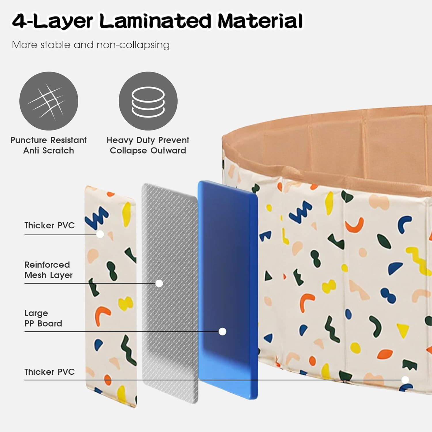 Advwin Foldable Dog Swimming Pool, 120Cm Portable Bath Tub for Pets Dogs and Cats, Non-Slip Bottom Summer Pool, Heavy-Duty PVC Pet Pool for Indoor and Outdoor image number 6