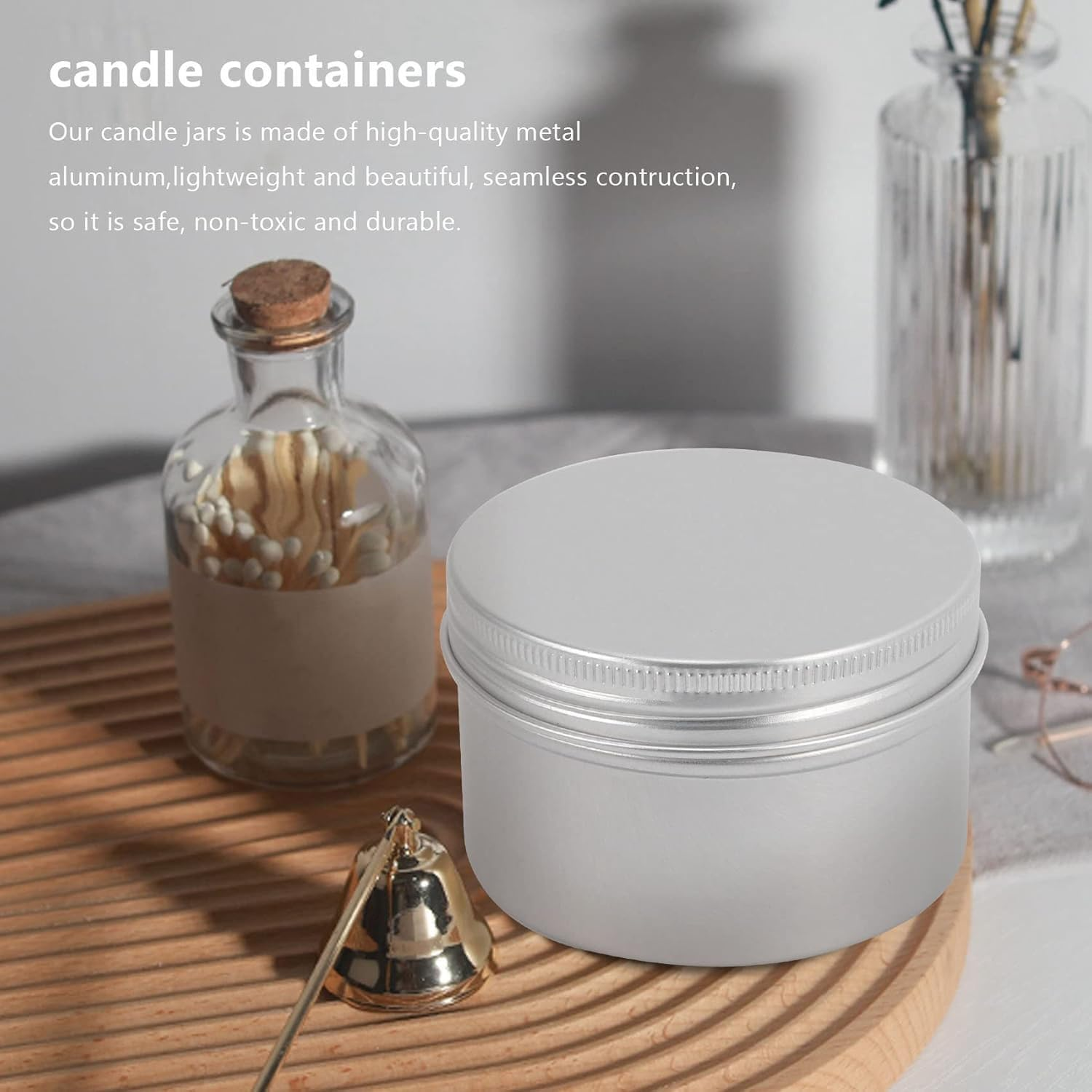 12Pcs 4Oz Metal Candle Tins, round Cans with Screw Lid for DIY Candle Making & Storage, Lotion Bars, Balms, Spices, Beard Balm (Silver) image number 5