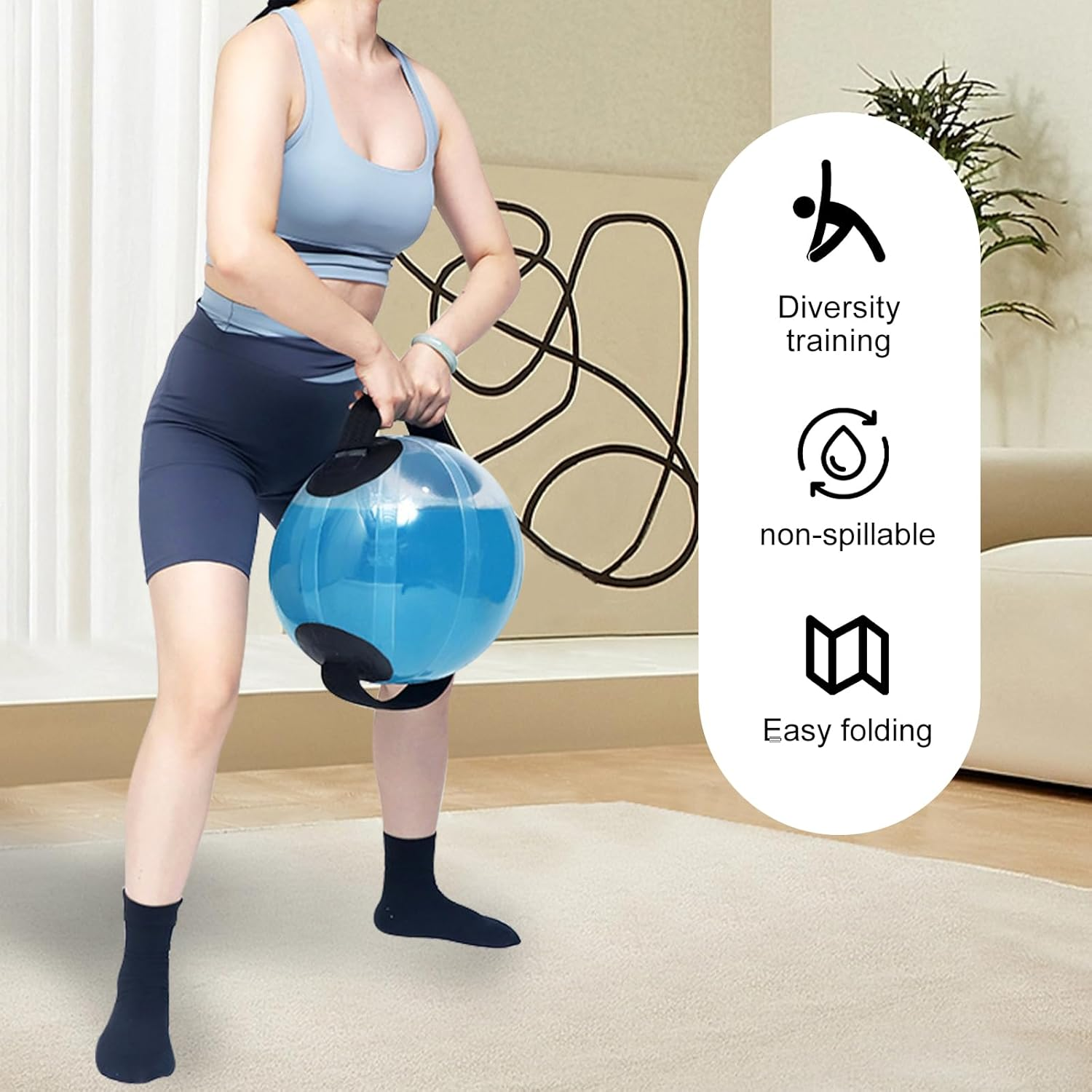 Water Weight Aqua Bag, Portable Lightweight Adjustable Weight Exercise Water Bag with Handle, Inflatable Aqua Bag for Home, Fitness