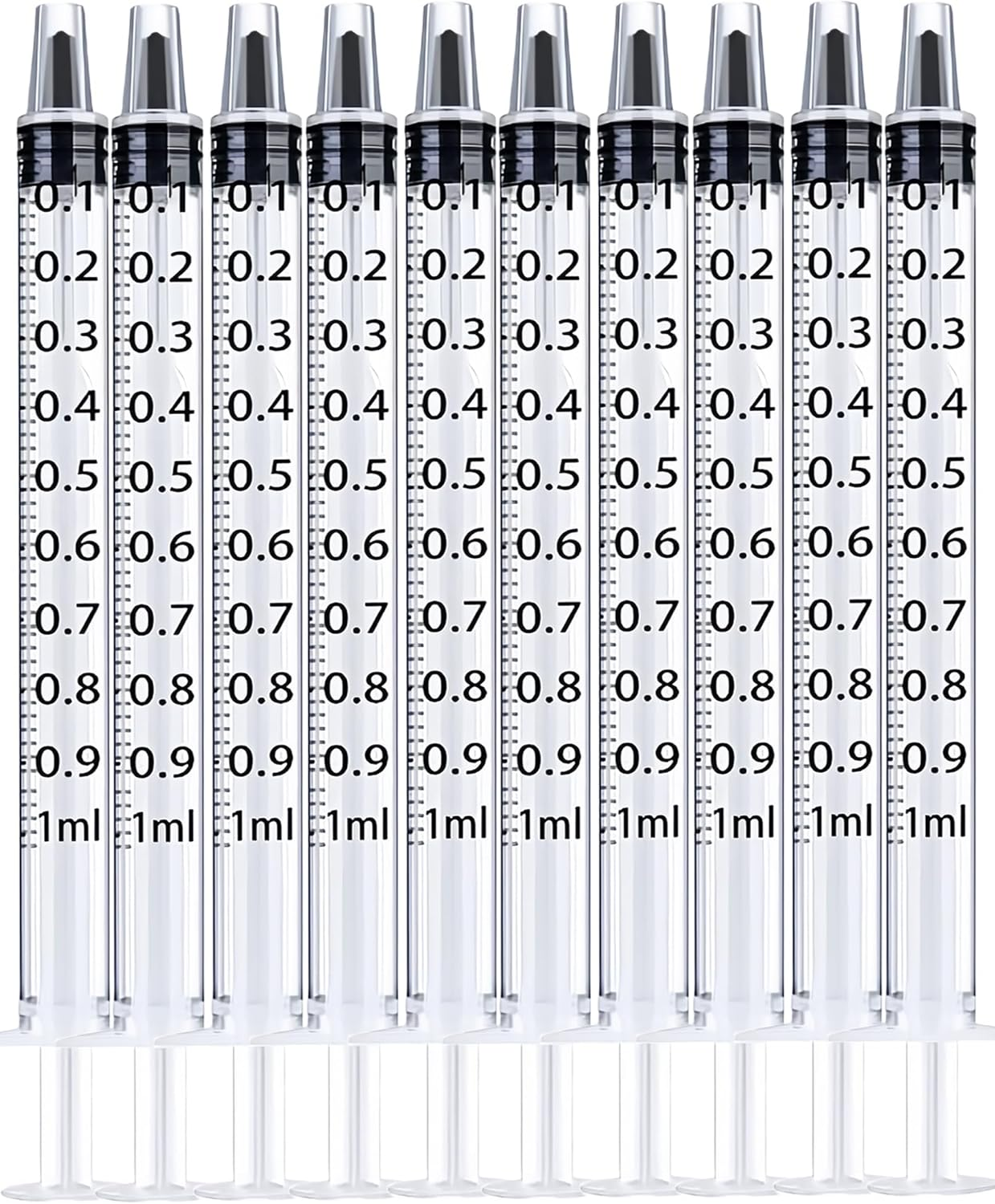 1ML Syringe for Liquid, 10Pack Measuring Small Plastic Syringes with Caps, Reusable Liquid Measuring Syringe Tools with Measurement for Scientific Labs, Feeding Pets, Refilling Cosmetics (10Pack 1ML) image number 1