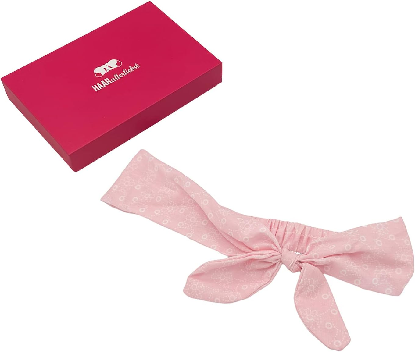 Haarallerliebst Hair Band with Bow (50 Cm | Floral Pattern with Bow | Pink) Includes Storage Box image number 1