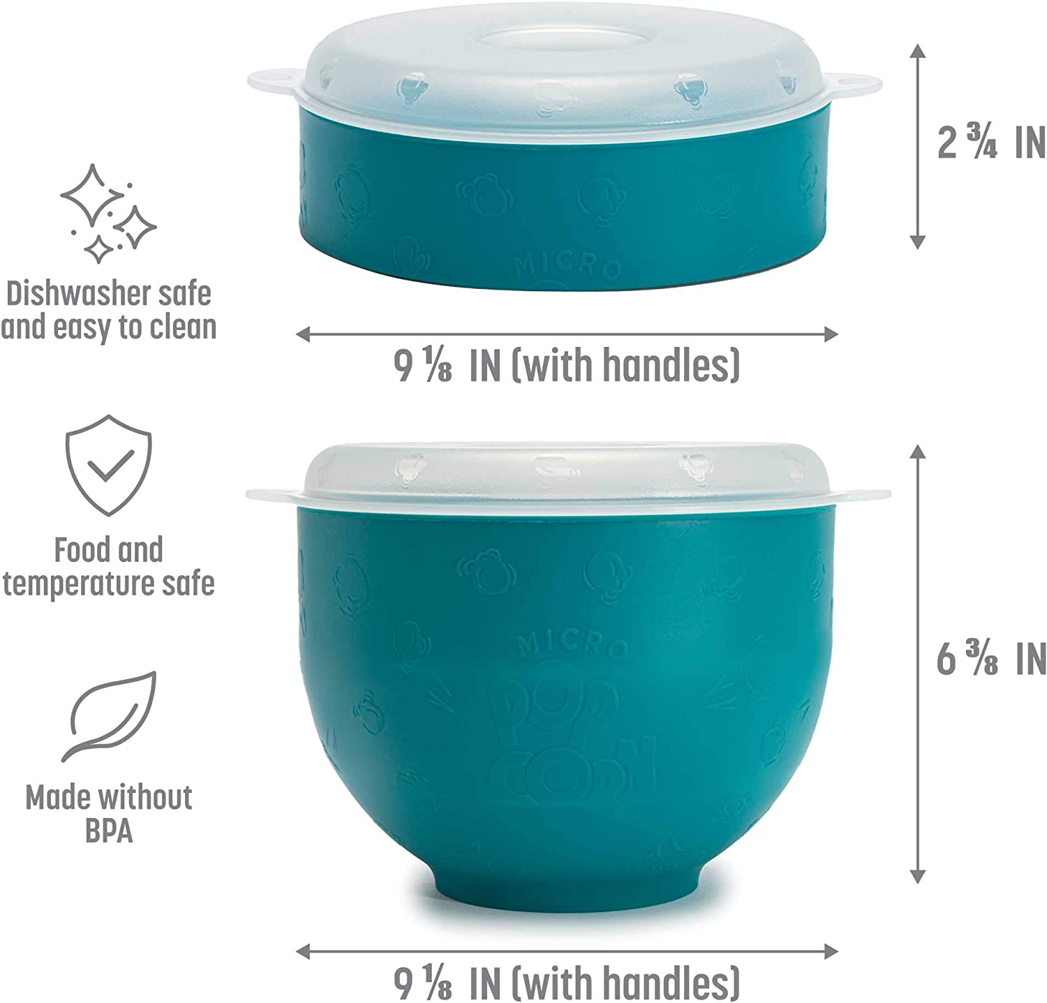 Goodful Silicone Popcorn Popper, Collapsible Hot Air Microwavable Popcorn Maker, Bowl Made without BPA, Teal - Blue image number 4