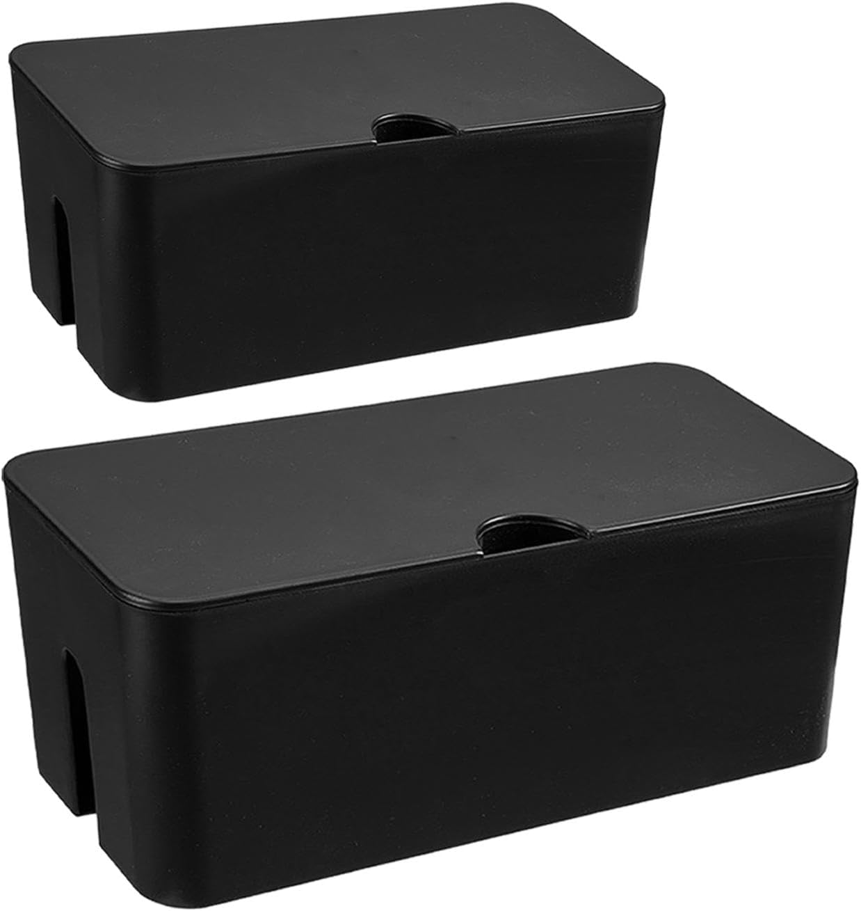 2 Pack Cable Management Box with Lid, Floor Outlet Hider and Cord Organizer for Desk, TV, Computer, USB Hub Systems, Cover Box to Hide Power Strips, Cords, and Surge Protectors image number 6
