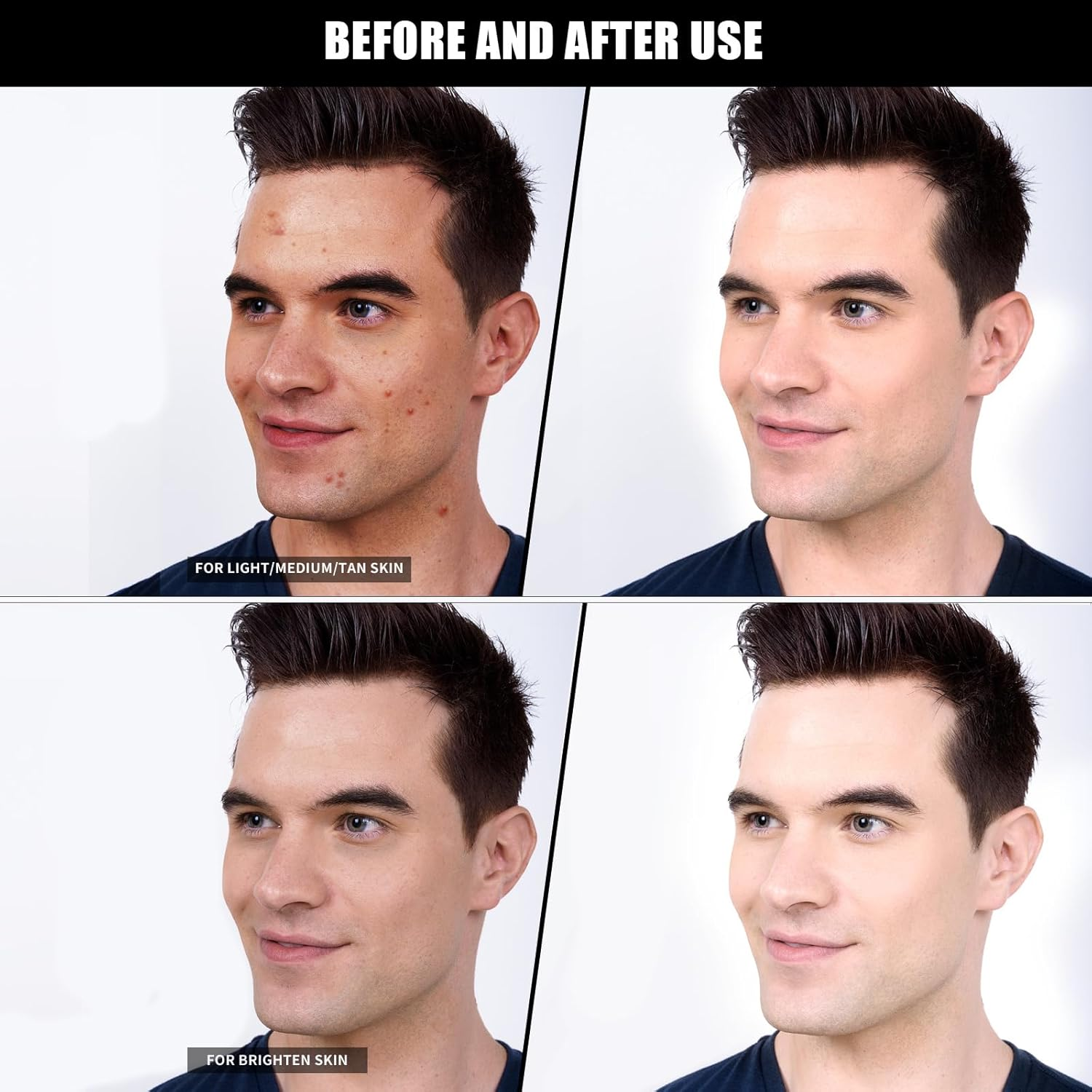 Men'S Foundation,Hydrating Non-Greasy Tinted Moisturizer for Men, Long Lasting Matte Concealer Full Coverage Men BB Cream CC Cream Foundation for All Skin Types, 30G/1.05 Oz (Light Color, M) image number 4