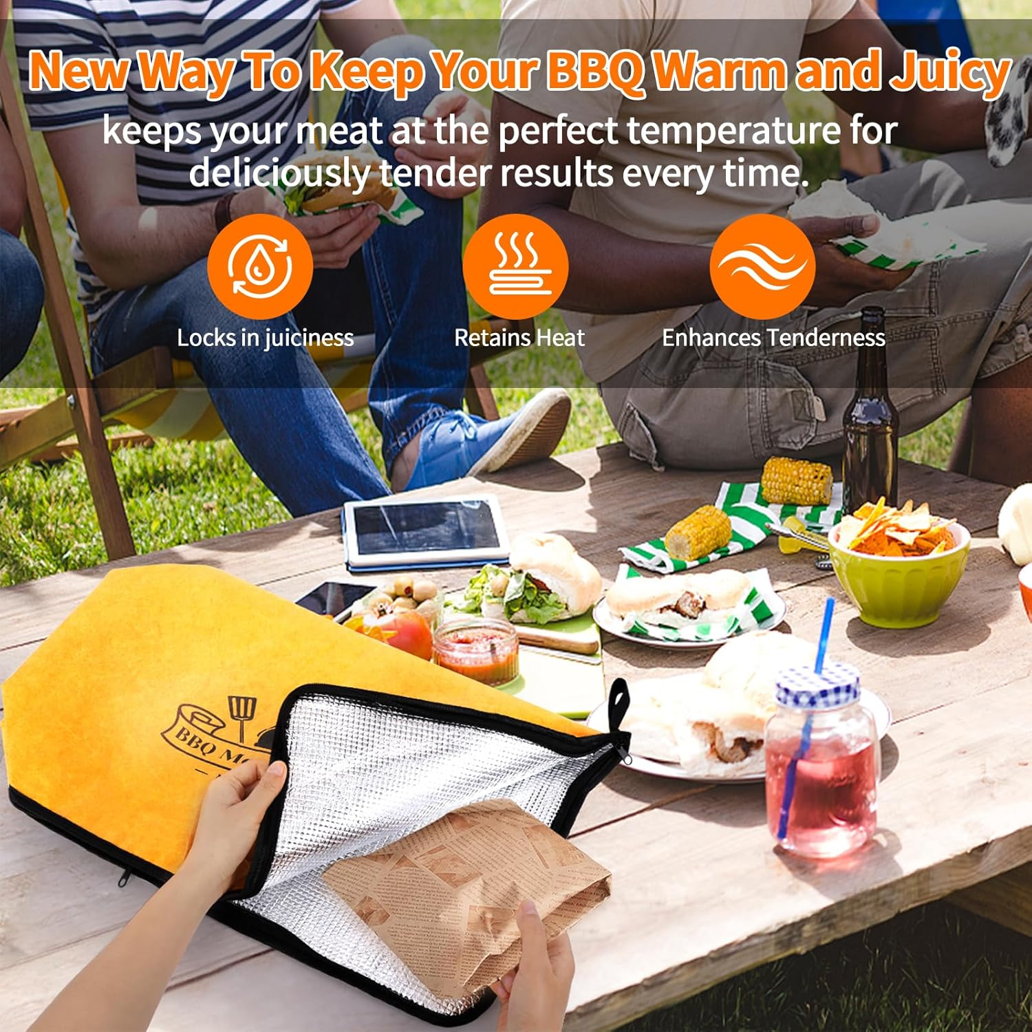 BBQ Blanket for Resting Meat &ndash; Insulated Smoker Grilling Bag for Juicy Flavorful Meats | Ideal for Brisket, Ribs, Pork & More | Durable, Easy to Clean & Portable（25In） image number 4