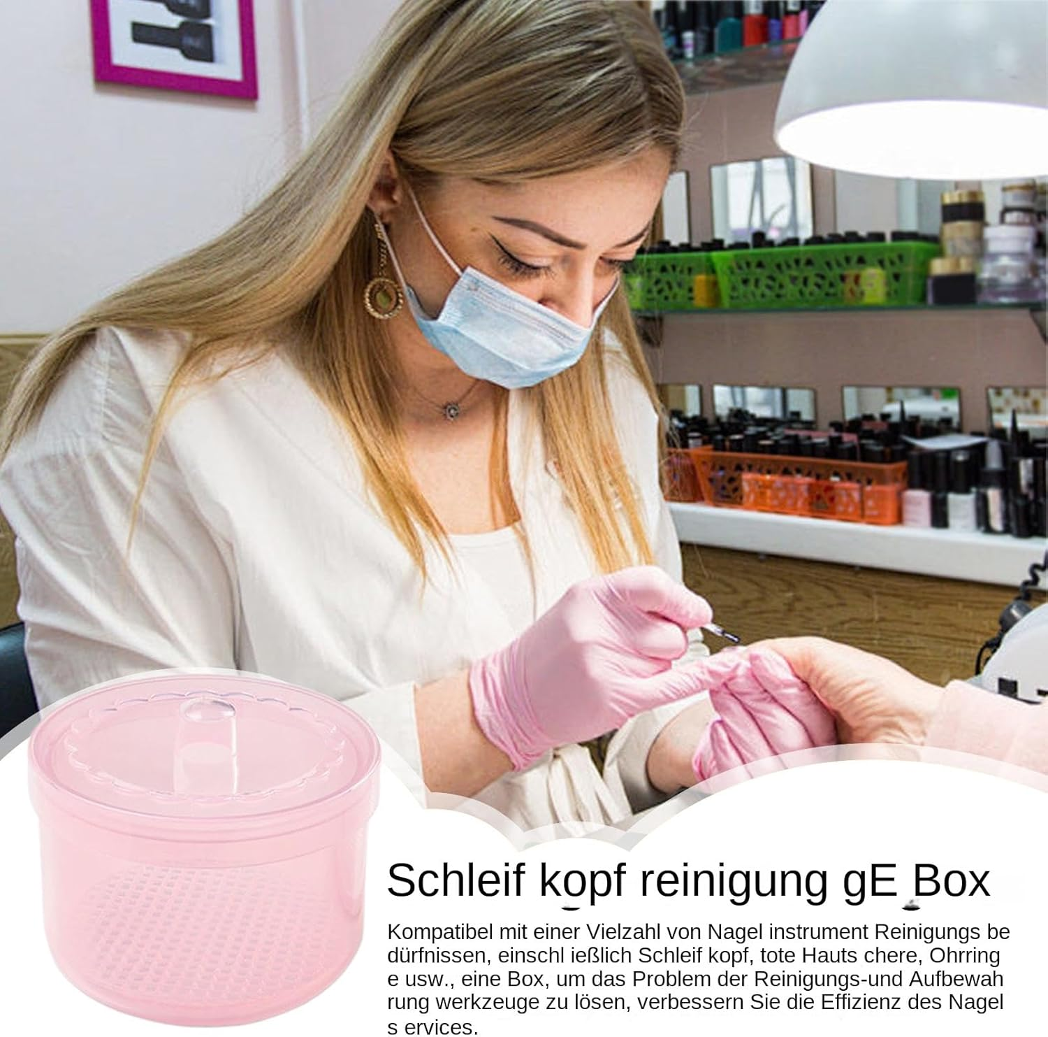 Hogvinnatil Manicure Box, Manicure Tool Box, Removable Professional Double Layer Manicure Case, Non-Slip, Portable Storage Organiser for Home Nails, Salons, Travel, Pink, Siehe Beschreibung, See image number 4