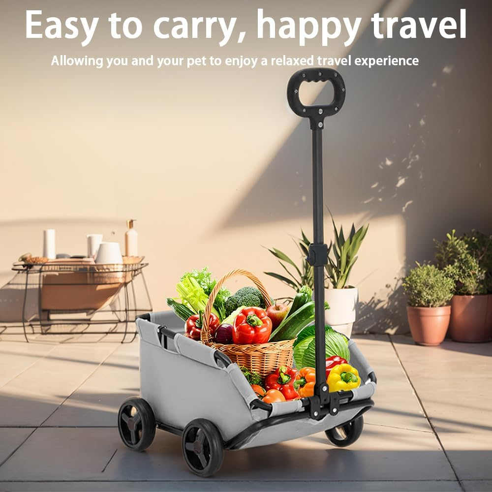 Small Pet Stroller,Folding Dog Pet Stroller,Dog Carrier with Wheels,Pet Travel Cart,360&deg; Rotating Handle,Multi-Functional Cart,For Small Dogs