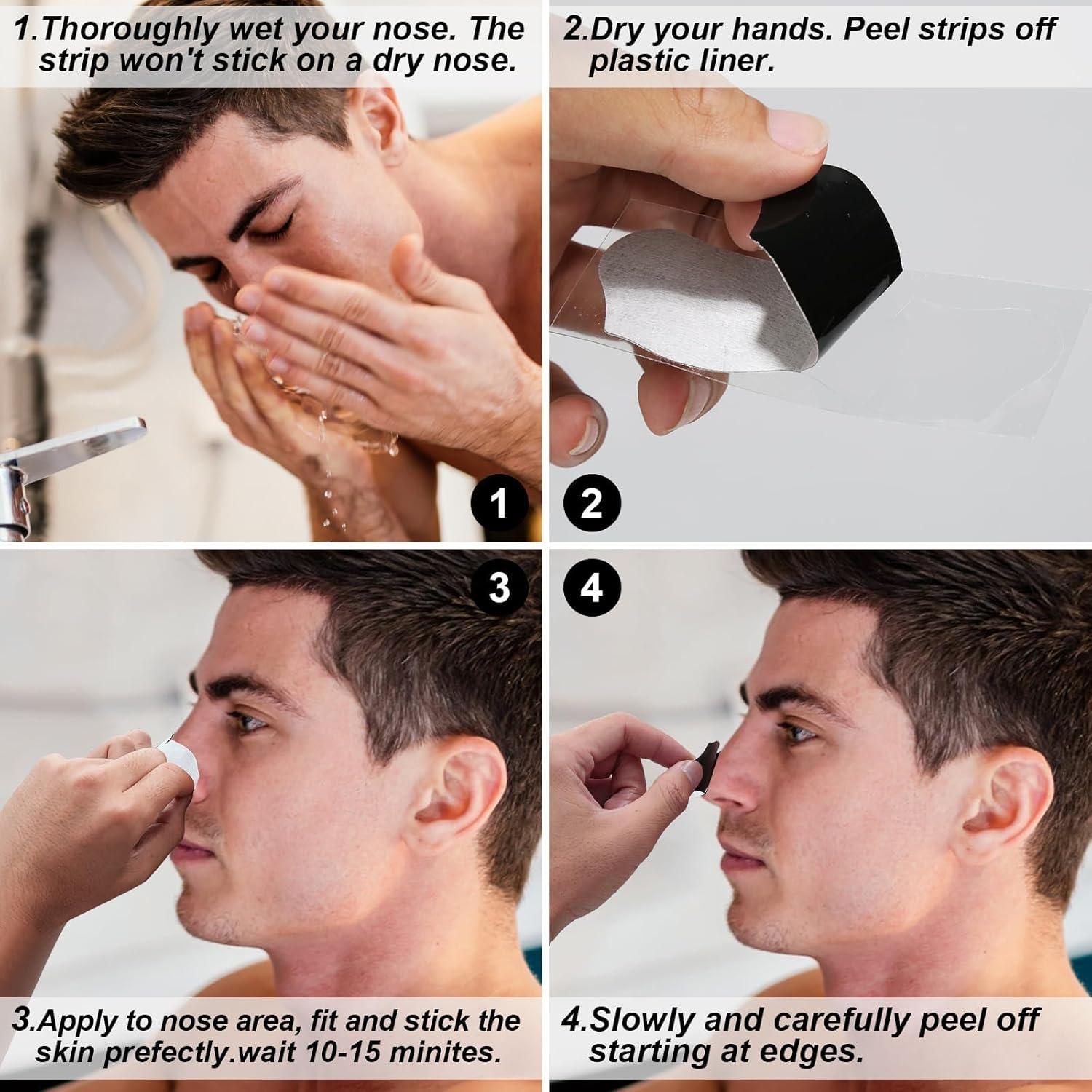 Blackhead Remover Pore Strips, Black Head Remover for Face, Natural Charcoal Nose Strips for Pore Cleaner, Large Size Nose Pore Strip for Men Women for Oil Blackheads & Whiteheads Remover (80 Pcs) image number 2