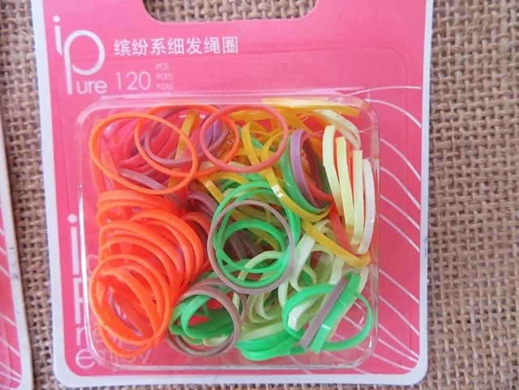 6Sheetx 120Pcs Elastic Hair Bands Hair Accessory Mixed Color image number 4