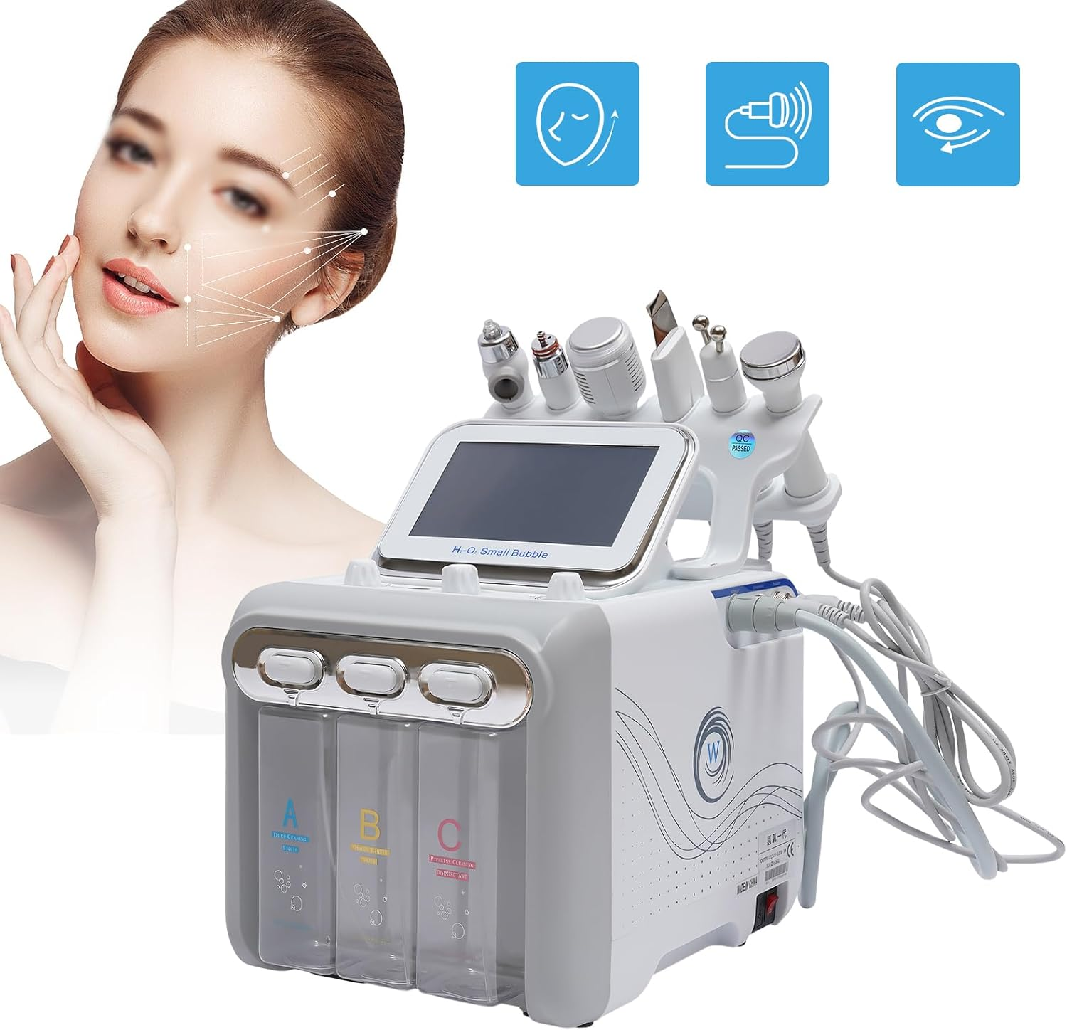 6 in 1 Vacuum Face Cleaning Hydro Water Oxygen Jet Peel Machine, Professional Skin Rejuvenation Machine with Smart Screen, Beauty Instrument Kit for Spa and Home Use image number 3