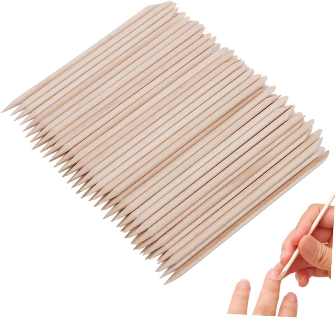 Minkissy 100Pcs Orange Wood Sticks Wood Cuticle Sticks Double Sided Nail Sticks Manicure Pedicure Tool image number 7