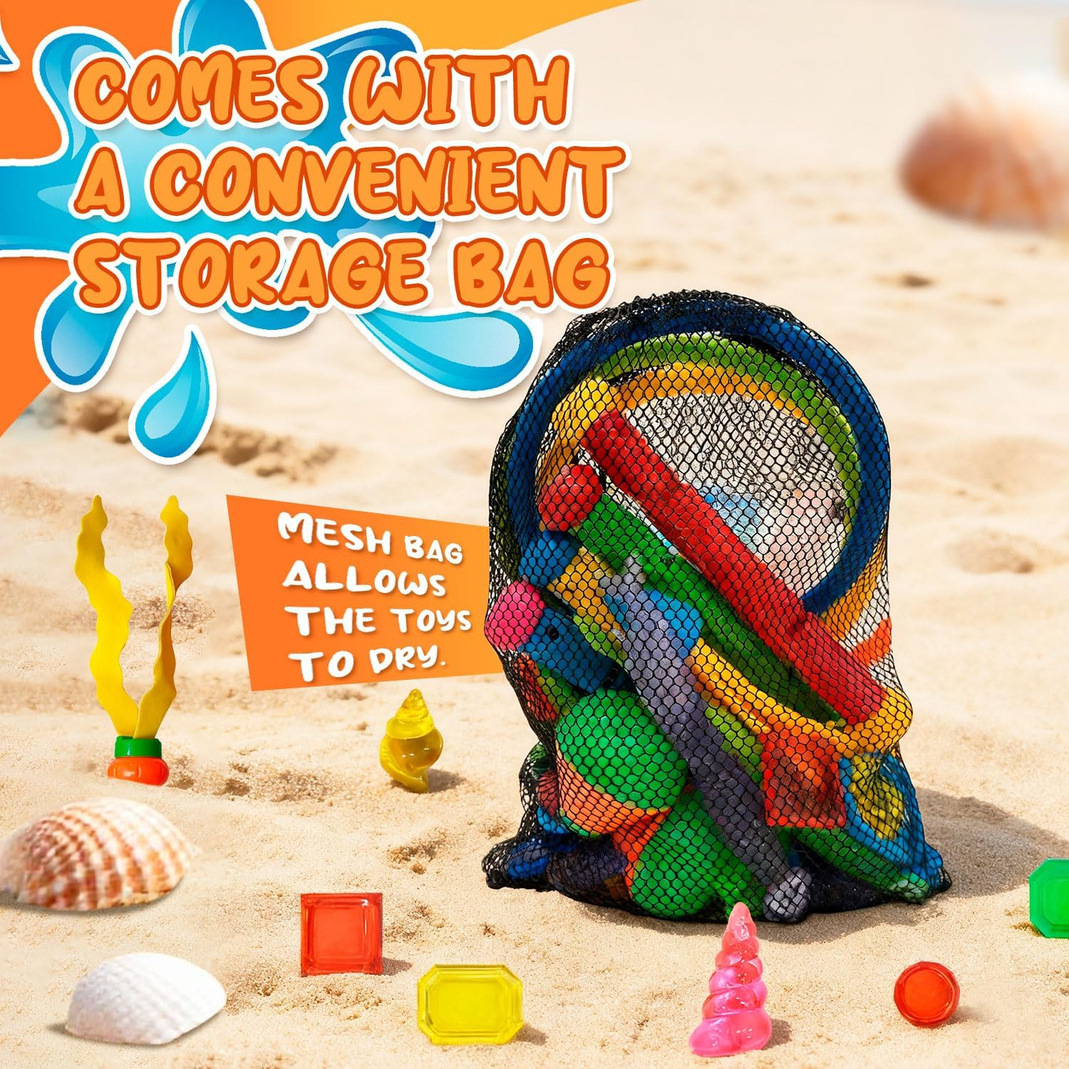 Diving Games with Storage Bag,Pool Toys Set for Kids Summer Swim Water Fish Toys (L) image number 2