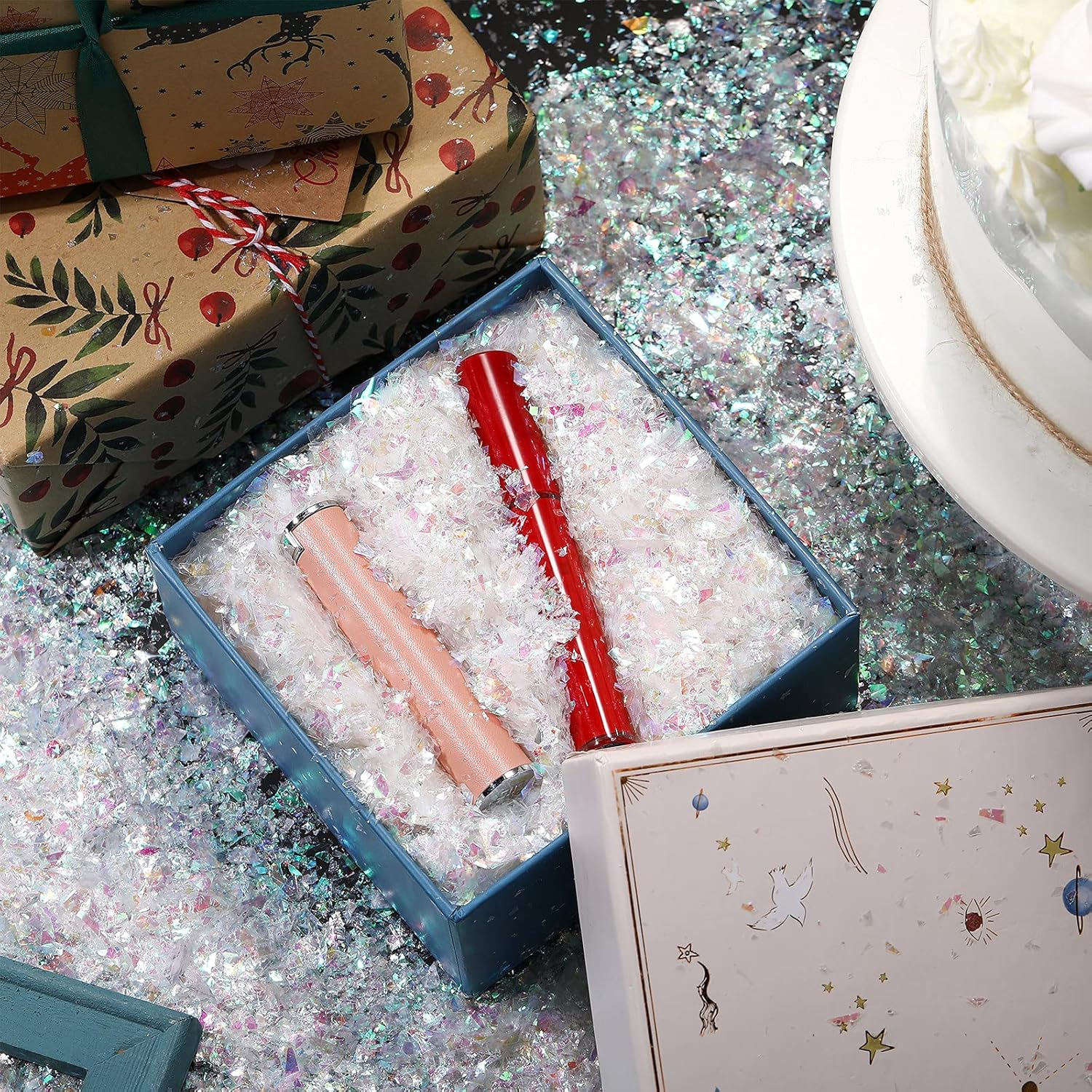 Containlol Sparkle Holographic Confetti Iridescent Confetti Winter Radium Color Metallic Foil Decor Bag for Christmas New Year Disco Party Table Decor Craft Chunky Glitter Nails Jewelry Making, 160G image number 5