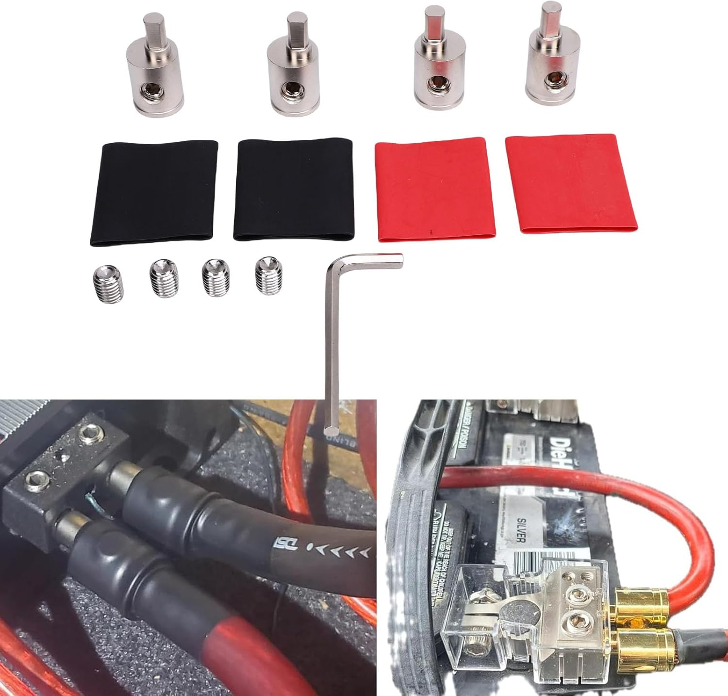 CHICIRIS 0 Gauge Amplifier Wiring Kit 4PCS Brass Amp Input Reducers High Strength Material Stable Connection High Compatibility Easy Installation with Accessories for Car Stereo System (0GA to 4GA) image number 3