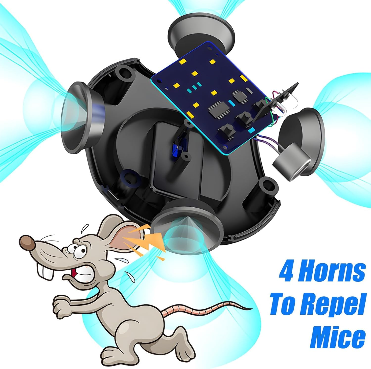 Rodent Repellent Ultrasonic Plug In, Mice Repellent Indoor with 4 Working Modes, Mouse Squirre Spider Rat for House Attic Garage Kitchen Office (Black) - White image number 4