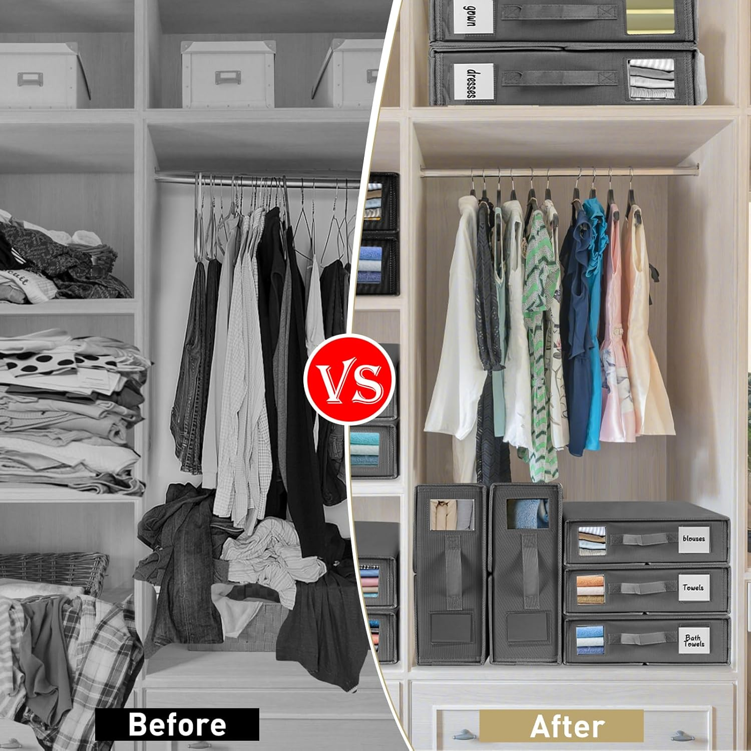 Jabykare 4 Pack Bed Sheet Organisers - Foldable Bedding Sheet Organiser with Window Xl(King & Queen Size) for Linen, Closets, Wardrobe, Home Storage & Organisation (Grey)