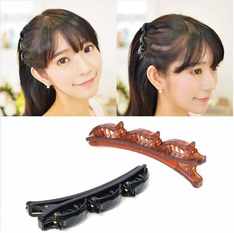 6 Pieces Black and Brown Double Layer Bands French Braiding Hair Fashion Double Layer Ribbon Twist Braid Clip Front Hairpin Headband Beauty Tool Hairpin Headband image number 1