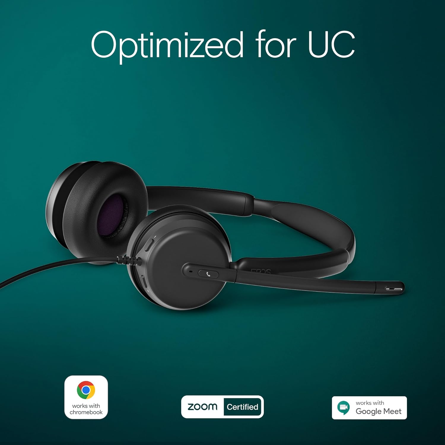 EPOS Impact 460 - Binaural On-Ear Headset with Dual Microphone, Noise Cancellation, USB-C/USB/A Connectivity, Home Office, Plug-And-Play, Zoom, UC image number 6