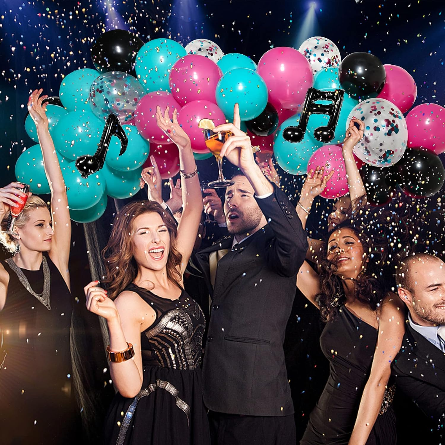 TIC Toc Balloon Arch Kit, JOGAMS 127 Pack Tic Toc Balloons Set with Music Note Balloons, Music Party Decorations for Girls Teens Birthday Party Karaoke Music Theme Decor - Green,Pink,Red image number 6