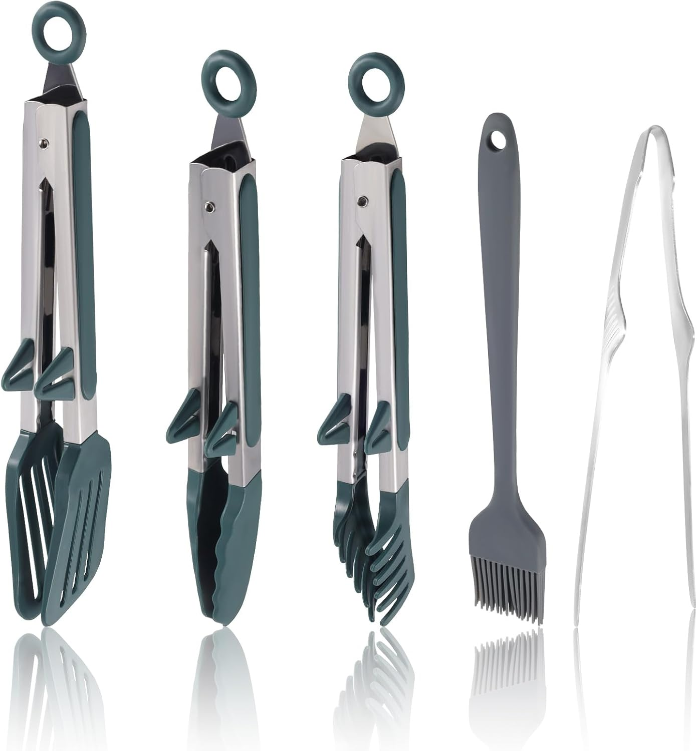 5Pack Kitchen Tongs for Cooking，Silicone Tongs，9 Inch Small Silicone Tongs,Food Grade Mini Serving Tongs with Silicone Tips image number 2