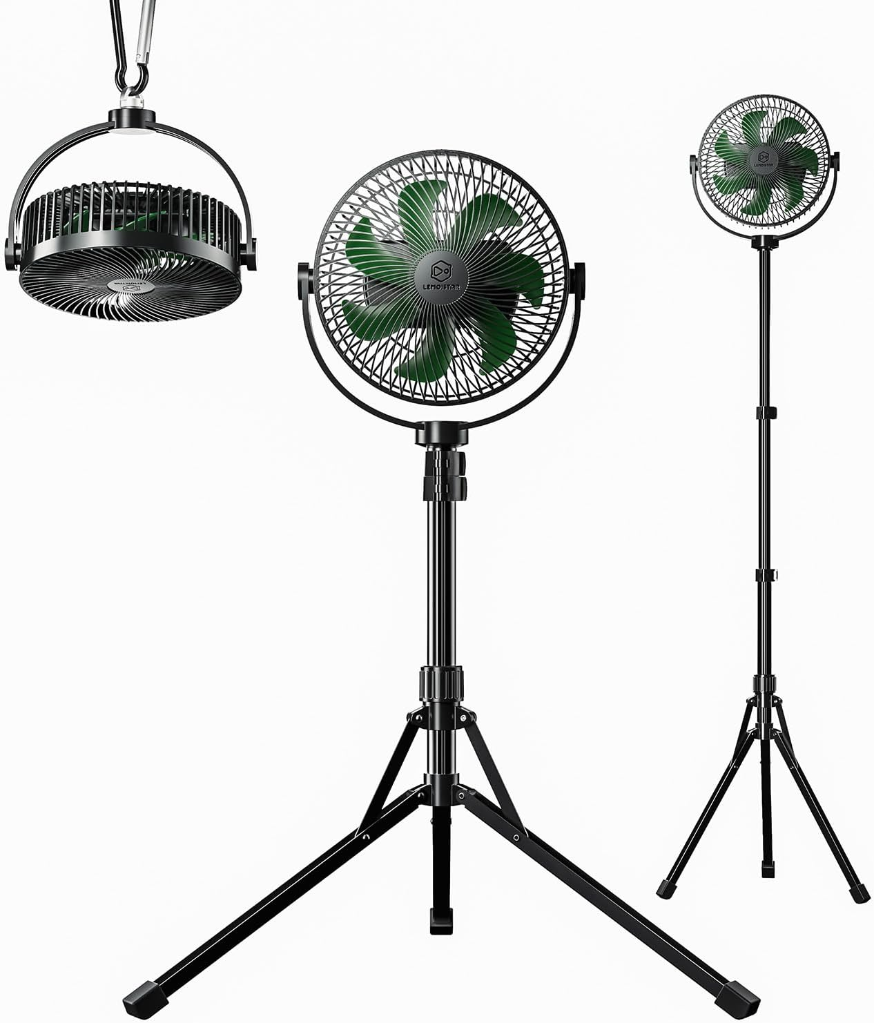 LEMOISTAR Portable Rechargeable Battery Operated Pedestal Fan, 8" 10000 Mah USB C Small Fan, Adjustable Height, Quiet Table Desk Standing Fan for Camping Bedroom Office Home Travel Fishing image number 6