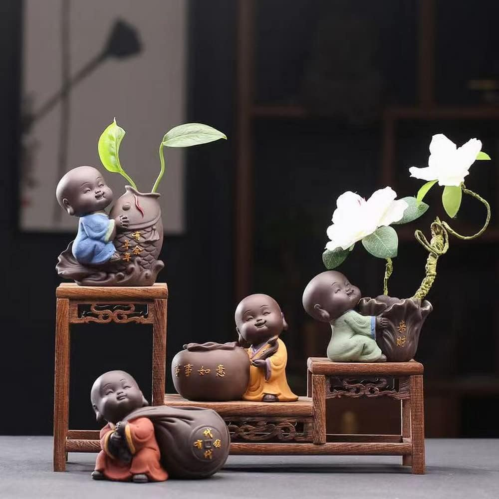 Creative Simple Ceramic No Phase Buddha Figure Monk Hydroponic Flower Arrangement Device Home Office Desktop Small Ornaments (橙子)